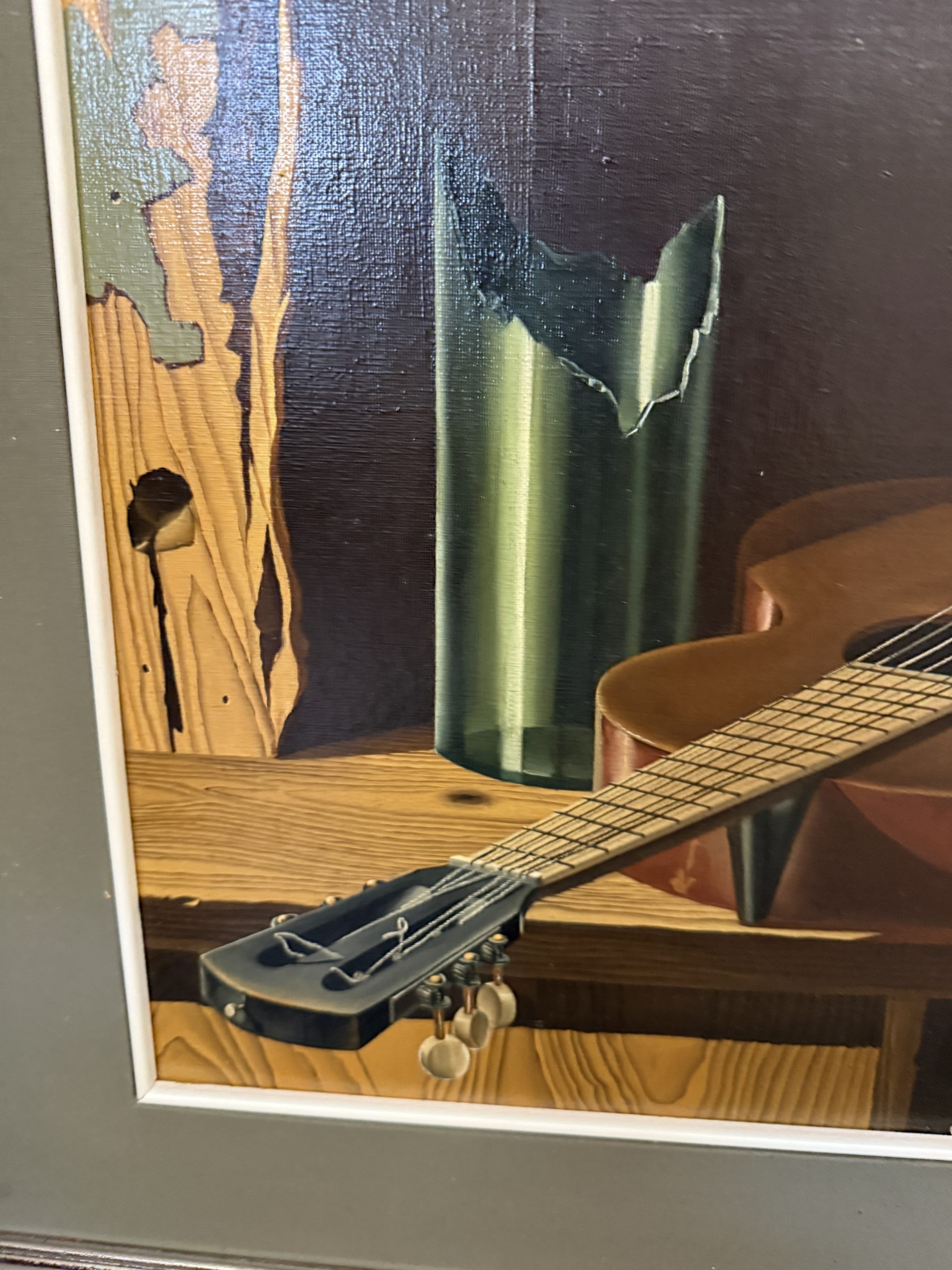 Dipinto olio su tela Rodolfo Gentili XX sec, "Chitarra e spartiti", 71x61 arte moderna e contemporanea - immagine 10