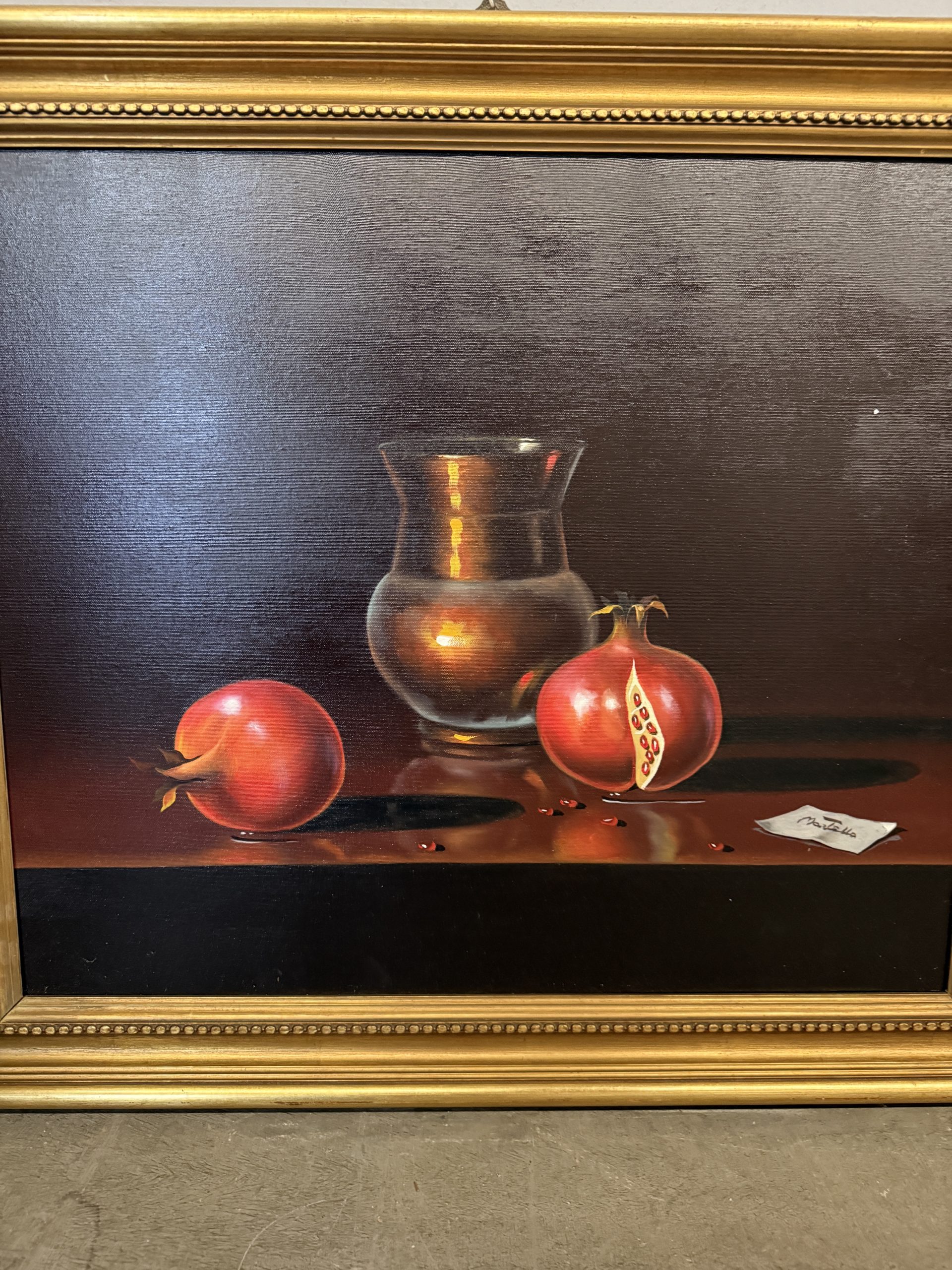 Quadro olio su tela arte moderna e contemporanea con melograni, 70x60cm - immagine 3