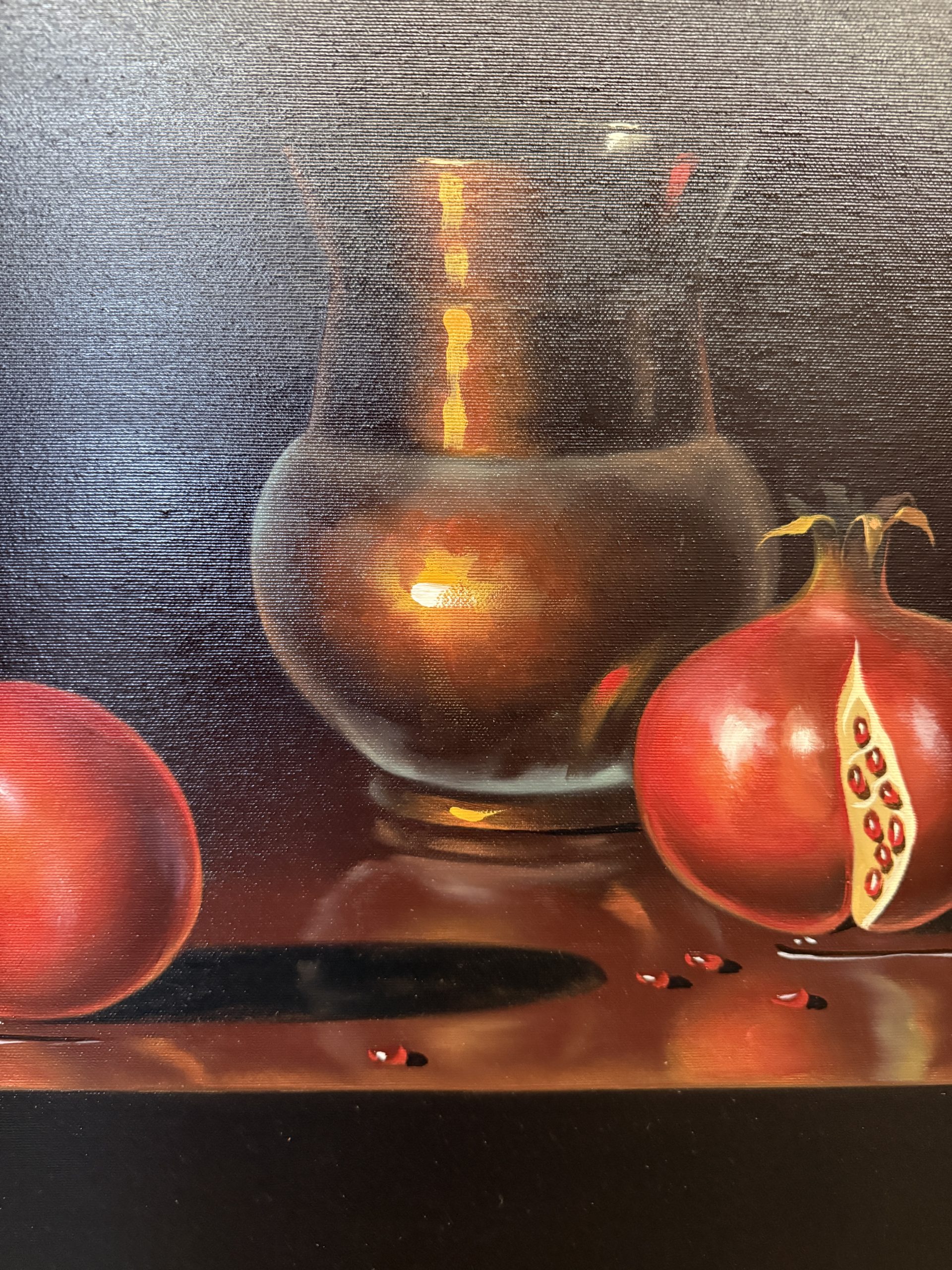 Quadro olio su tela arte moderna e contemporanea con melograni, 70x60cm - immagine 6