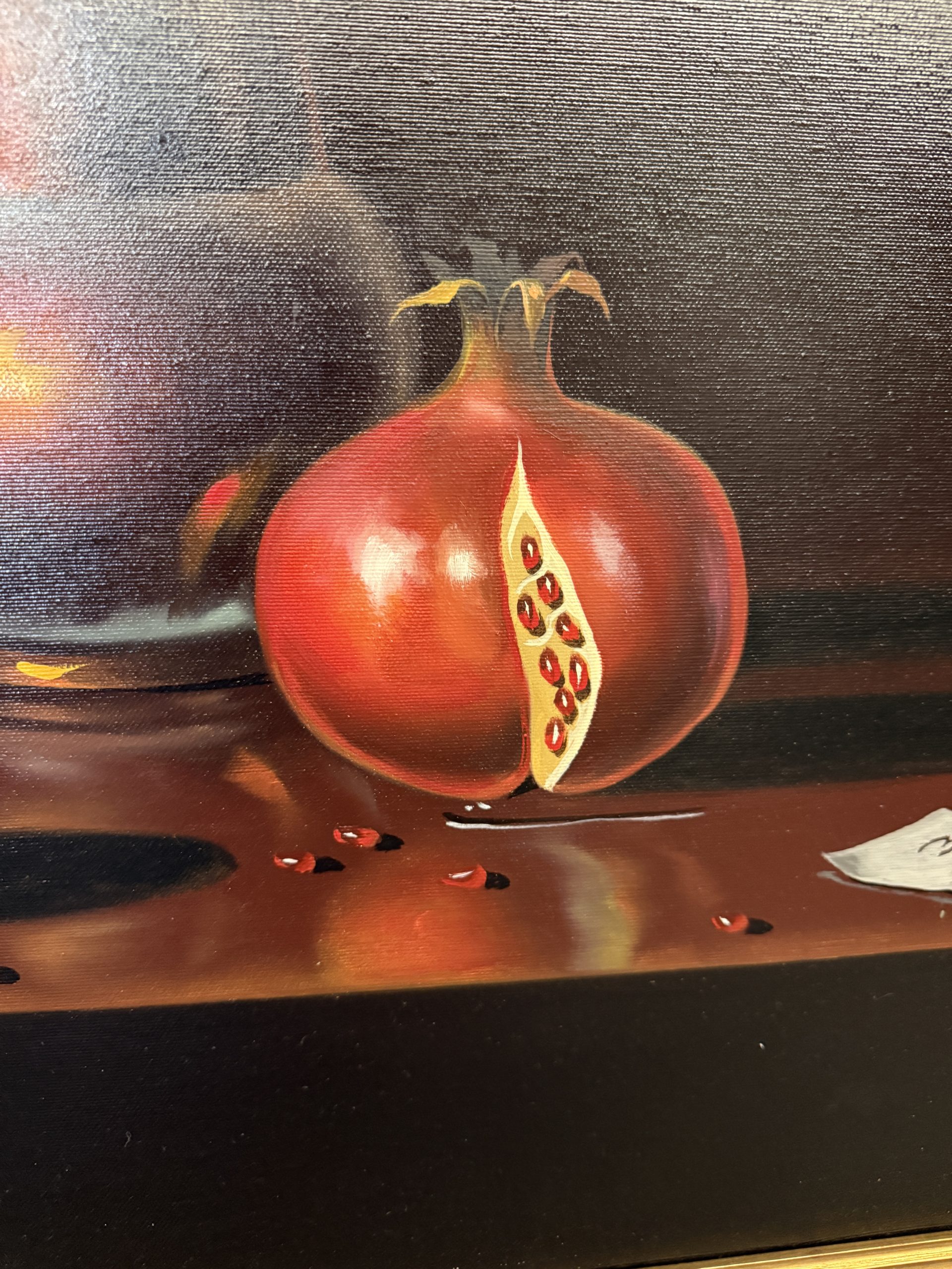 Quadro olio su tela arte moderna e contemporanea con melograni, 70x60cm - immagine 9