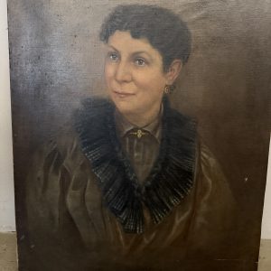 Alternative view of Antico dipinto olio su tela XIX sec volto di donna, scuola italiana, 67x52cm