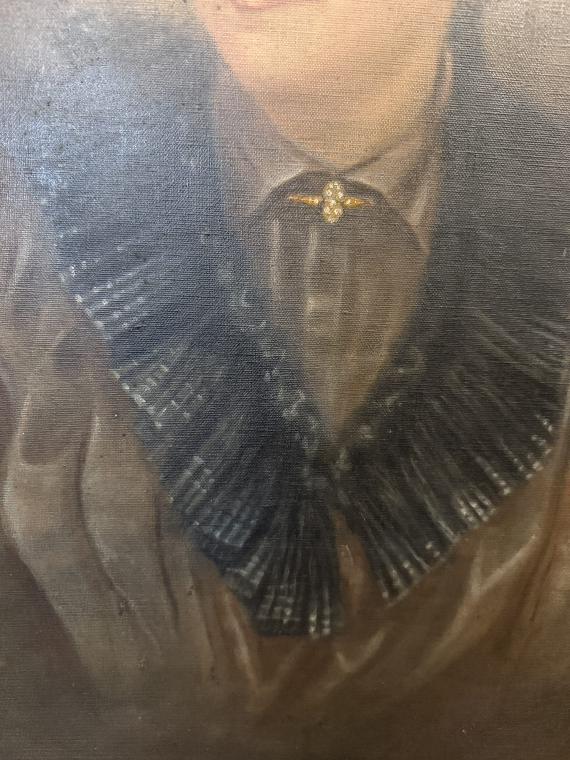 Antico dipinto olio su tela XIX sec volto di donna, scuola italiana, 67x52cm - immagine 3