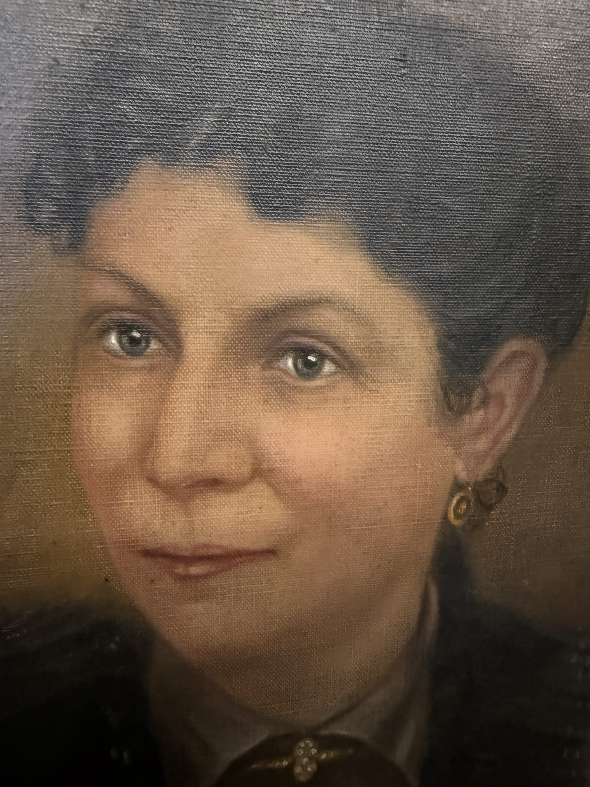 Antico dipinto olio su tela XIX sec volto di donna, scuola italiana, 67x52cm - immagine 5