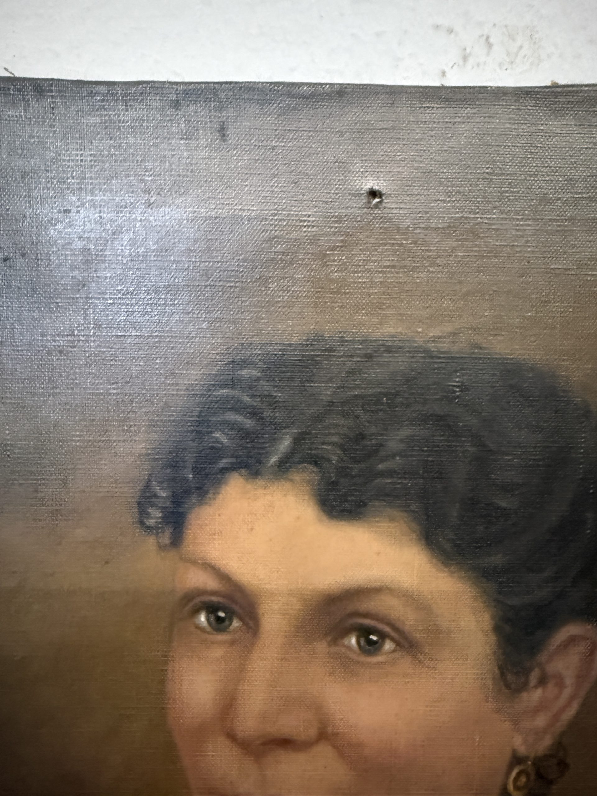 Antico dipinto olio su tela XIX sec volto di donna, scuola italiana, 67x52cm - immagine 7