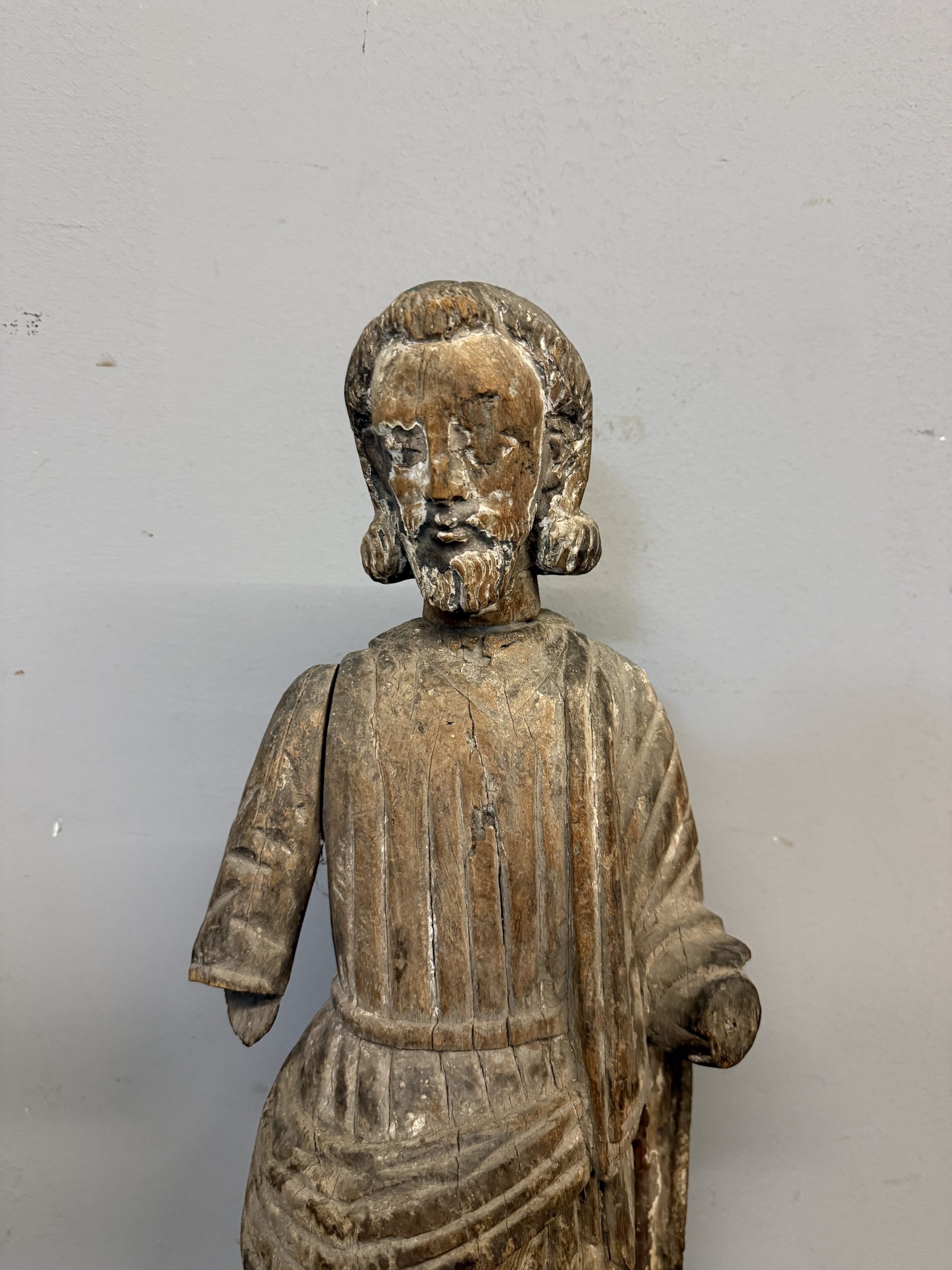 Antica scultura in legno San Giuseppe XVII sec, 71x32x14cm - immagine 2