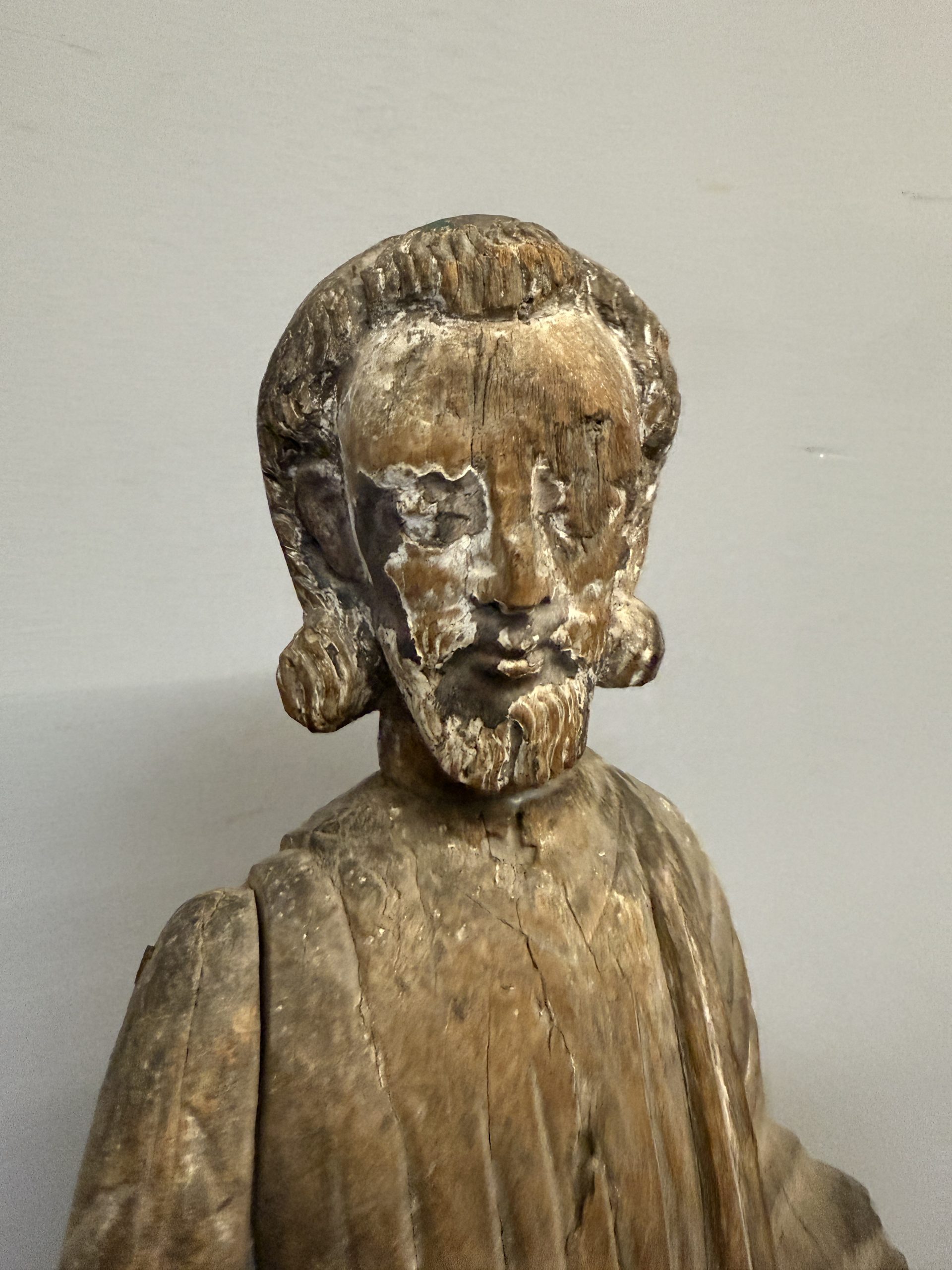 Antica scultura in legno San Giuseppe XVII sec, 71x32x14cm - immagine 3