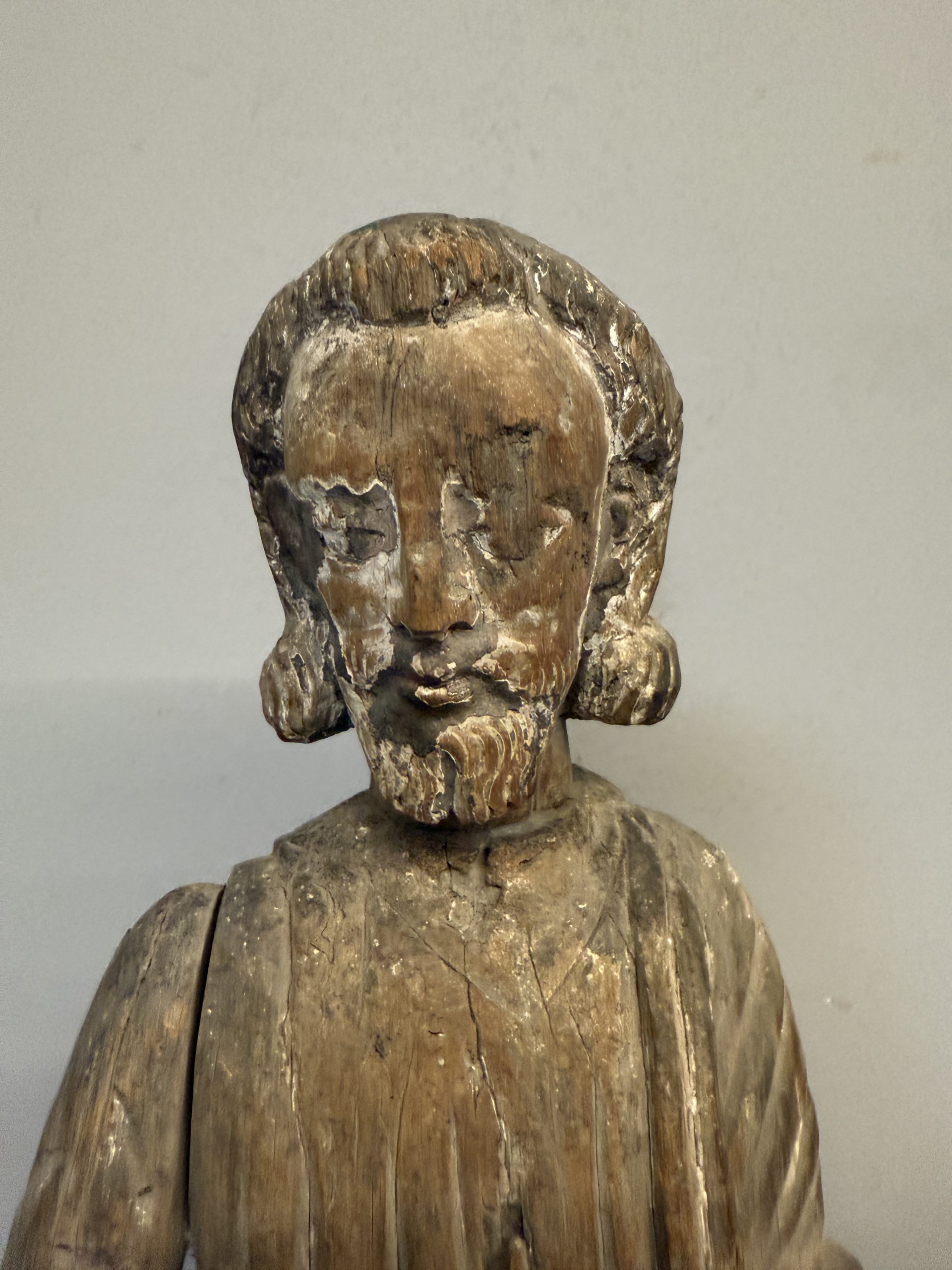 Antica scultura in legno San Giuseppe XVII sec, 71x32x14cm - immagine 4