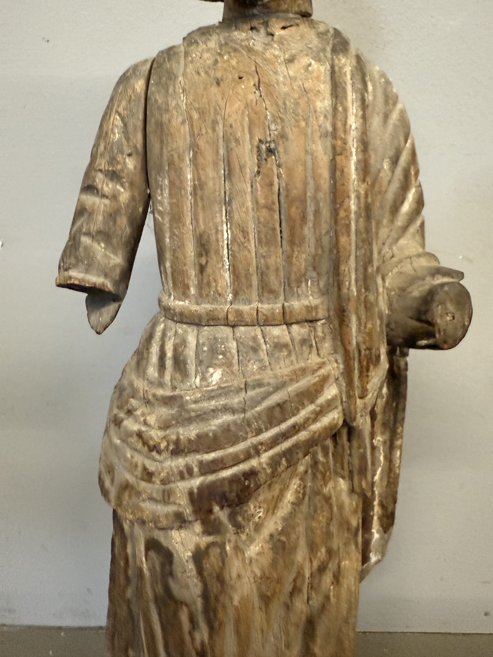 Antica scultura in legno San Giuseppe XVII sec, 71x32x14cm - immagine 5