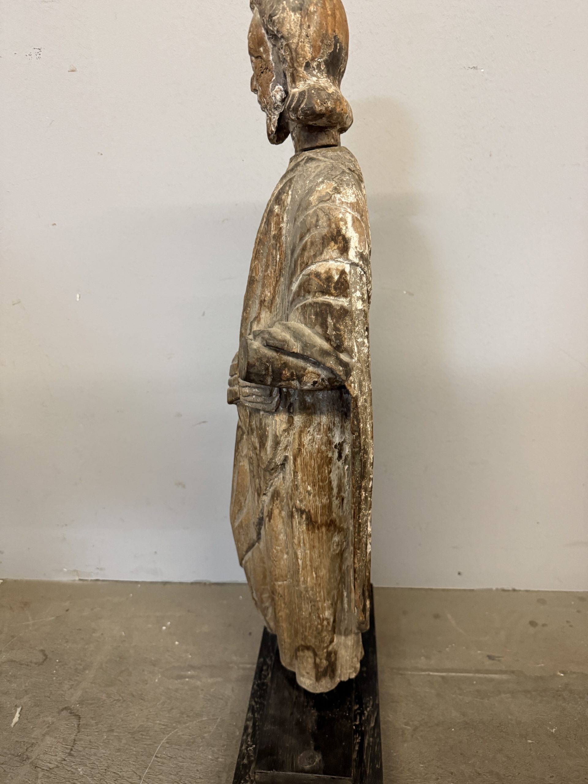 Antica scultura in legno San Giuseppe XVII sec, 71x32x14cm - immagine 7