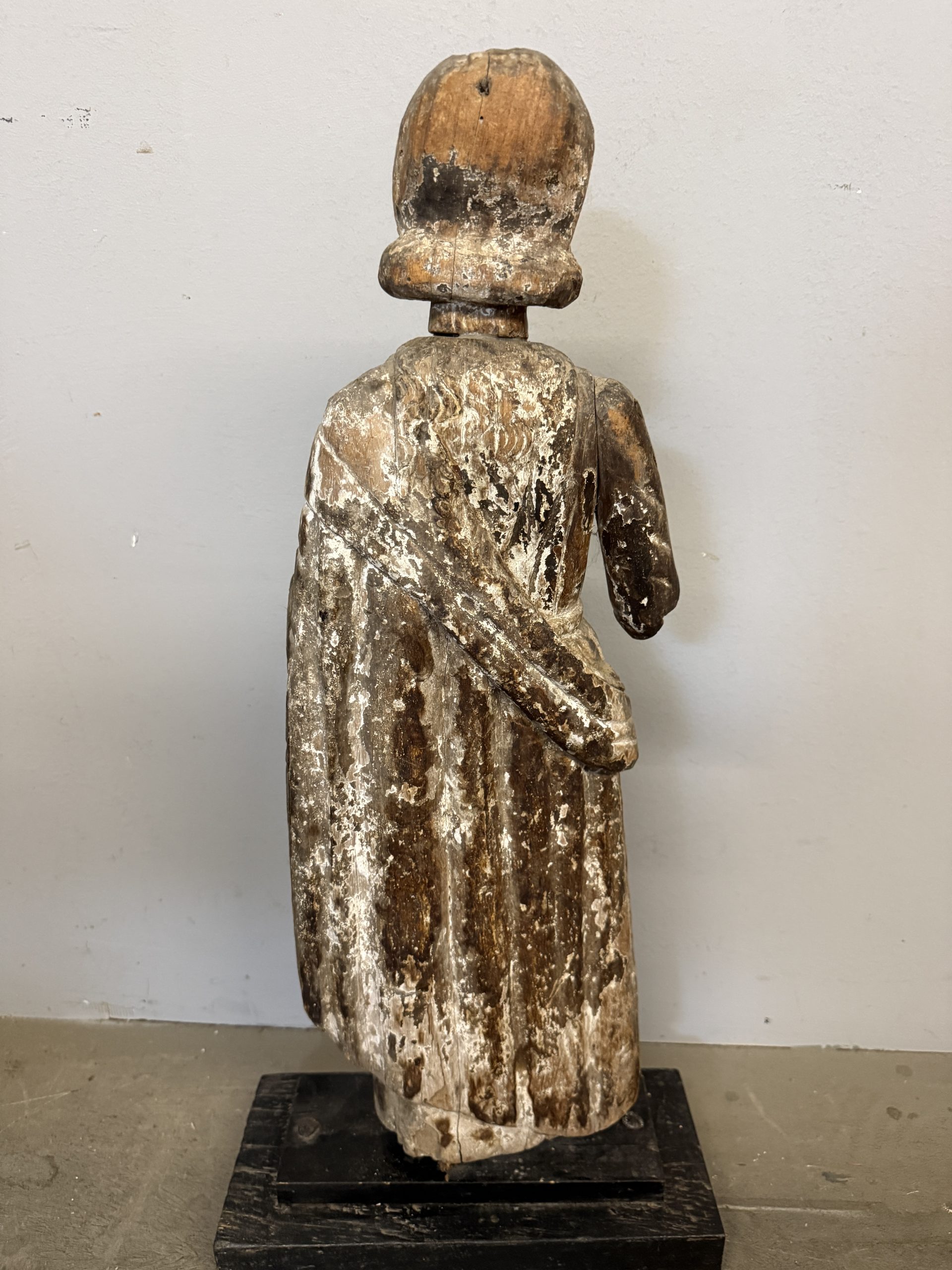 Antica scultura in legno San Giuseppe XVII sec, 71x32x14cm - immagine 9