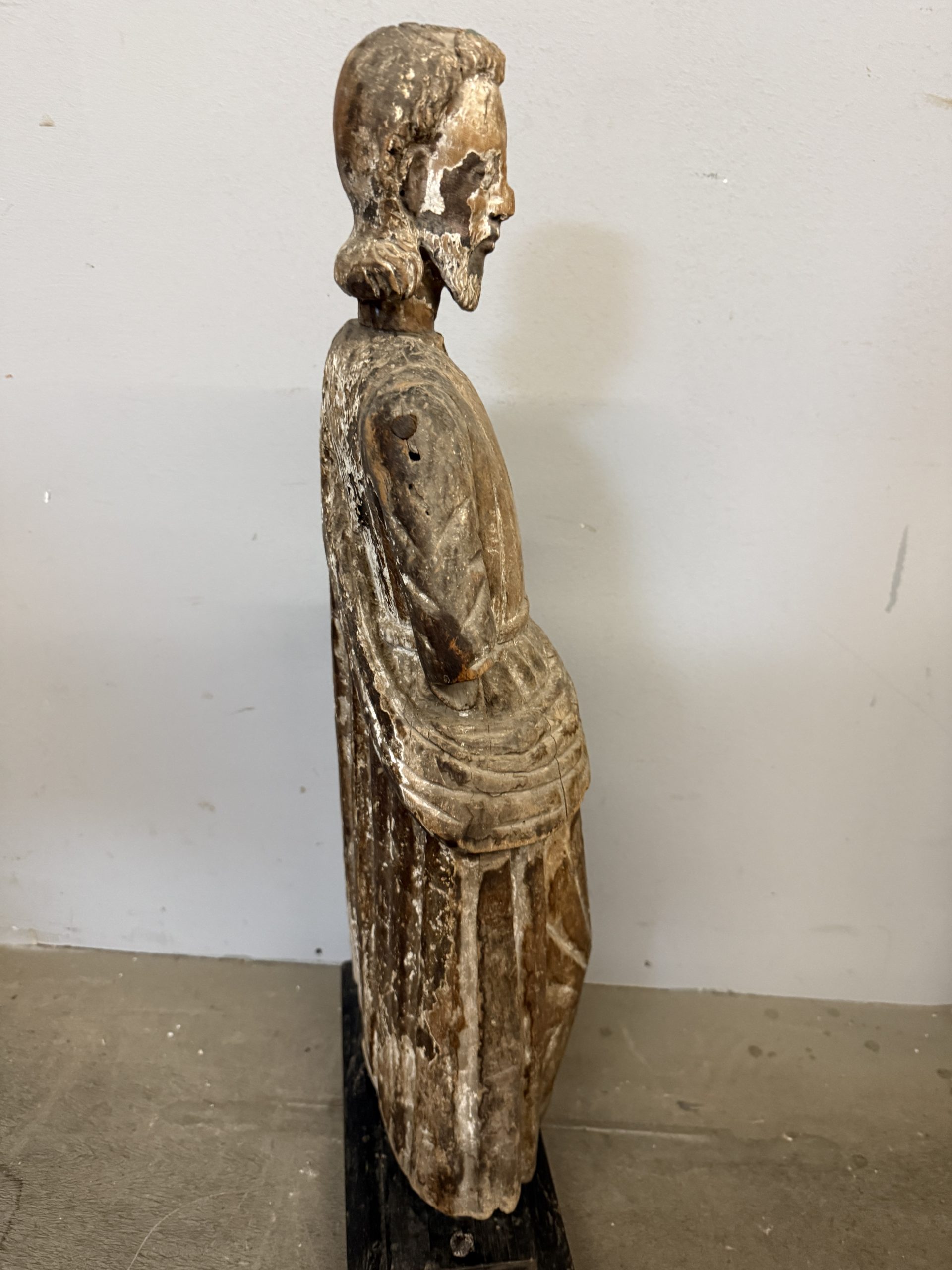 Antica scultura in legno San Giuseppe XVII sec, 71x32x14cm - immagine 10