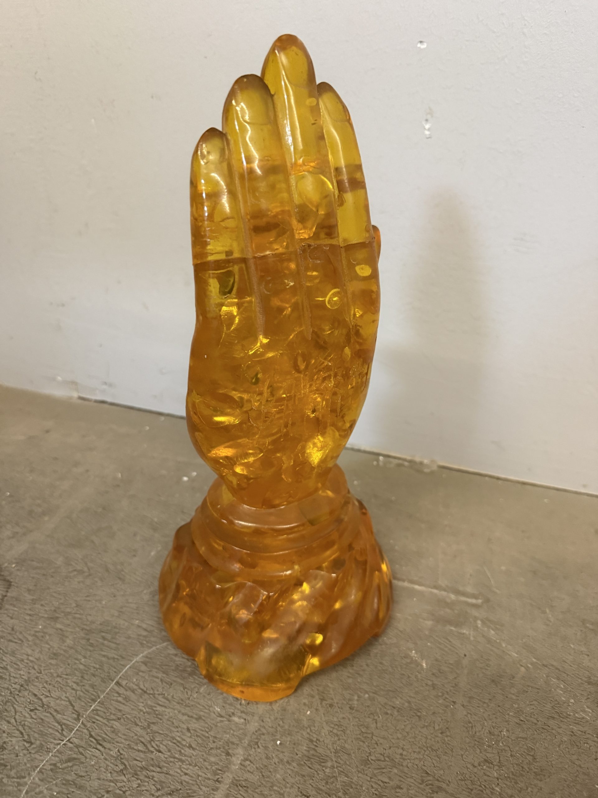 Mano Ambra con scolpito Buddah vintage Cina, 31x16cm - immagine 7
