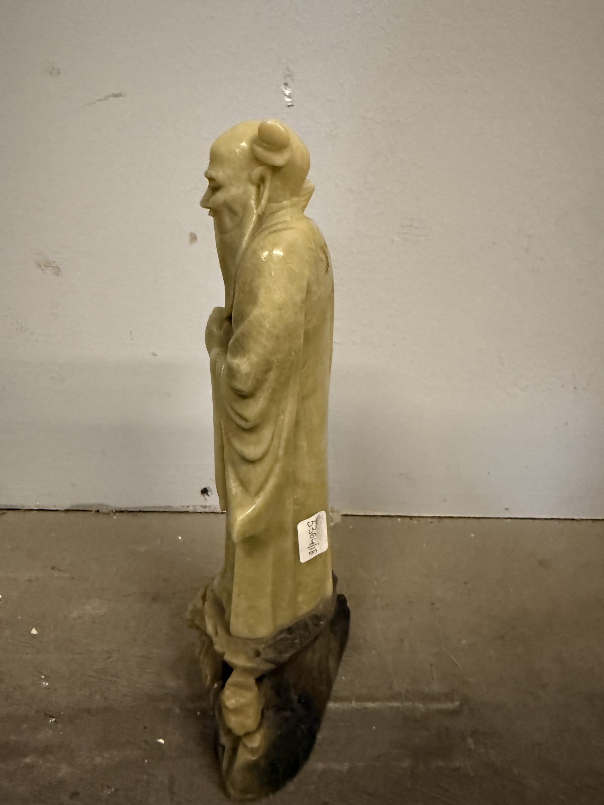 Vecchia scultura cinese in pietra saponaria raffigurante Shou Lao 26x12cm - immagine 13