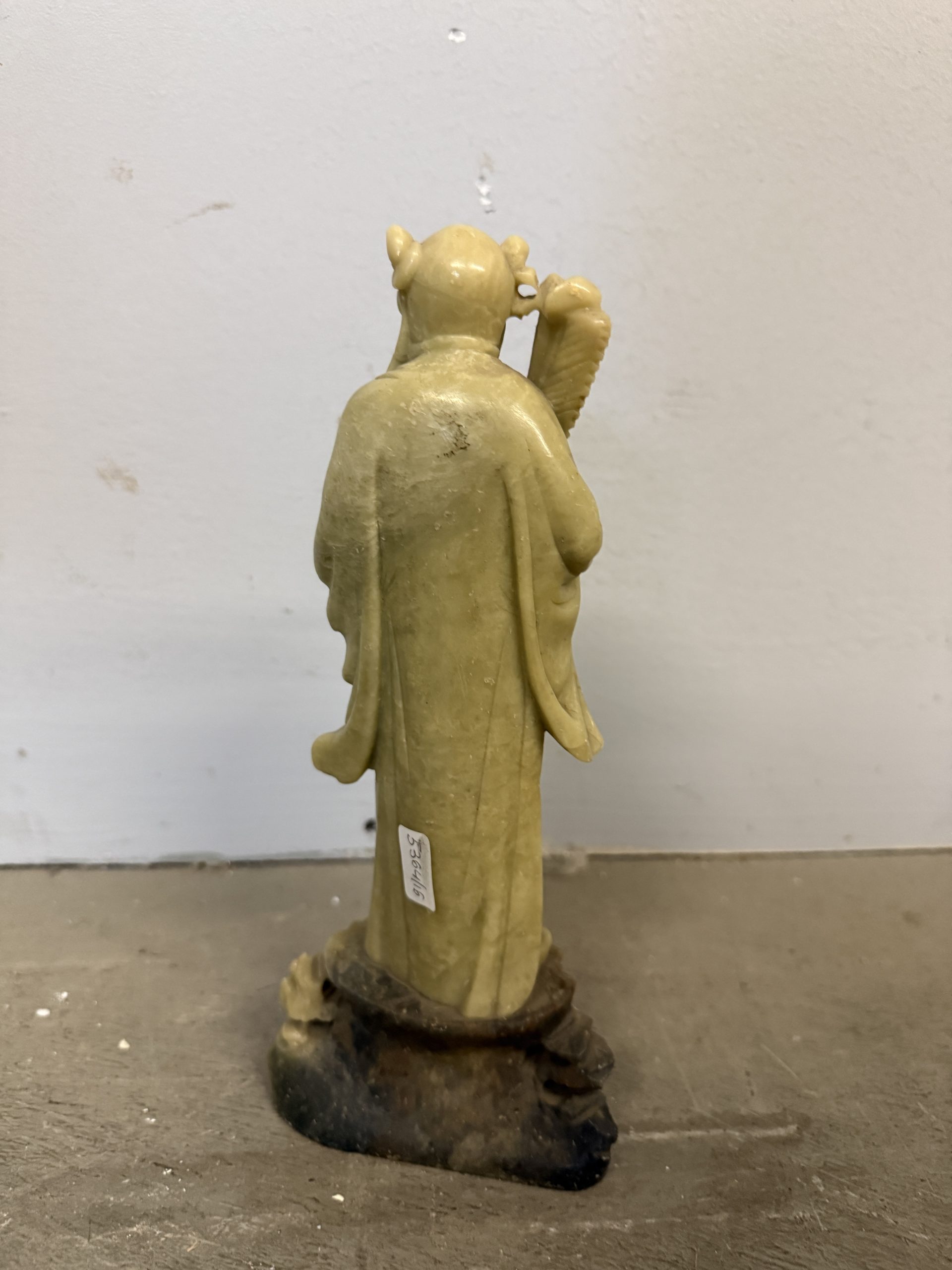 Vecchia scultura cinese in pietra saponaria raffigurante Shou Lao 26x12cm - immagine 14