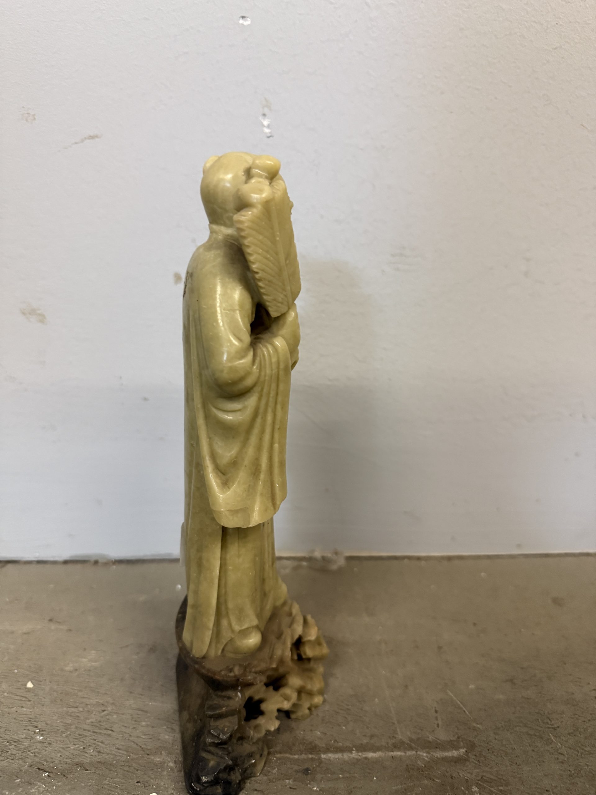 Vecchia scultura cinese in pietra saponaria raffigurante Shou Lao 26x12cm - immagine 15