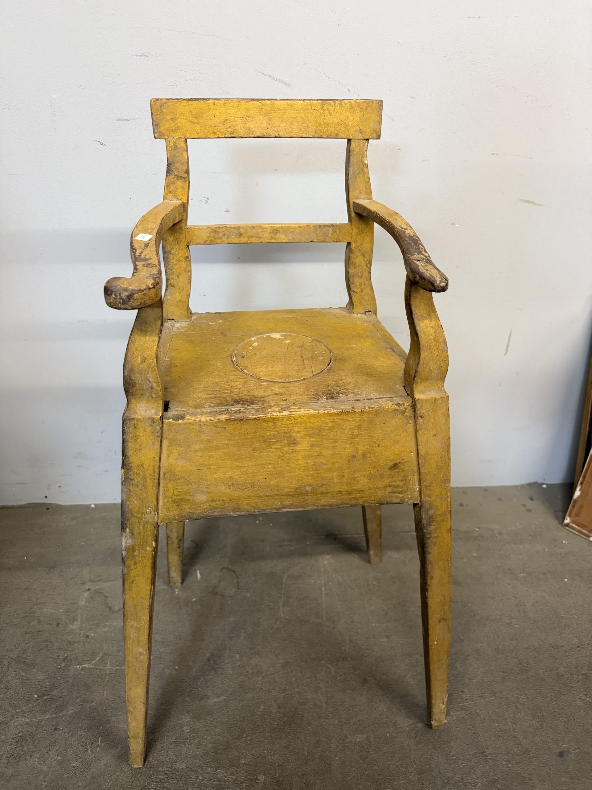 Antico raro seggiolone da bambino laccato '800, 90x38x29cm - immagine 2