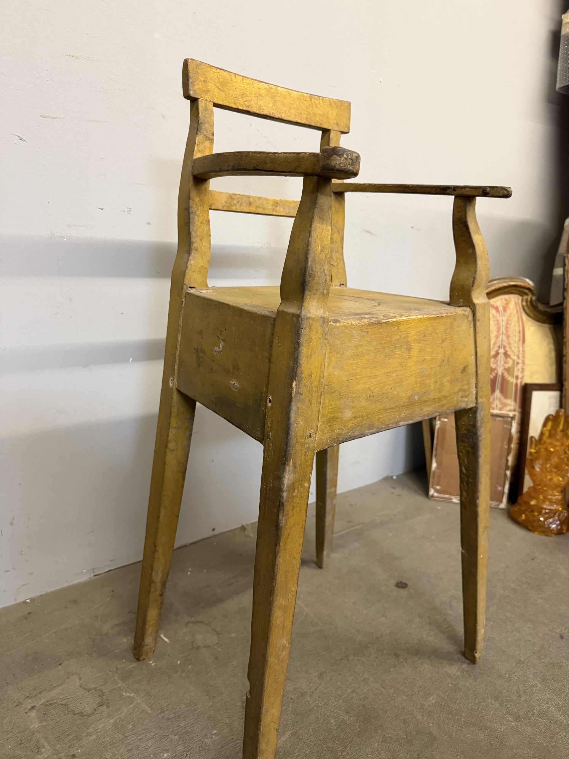 Antico raro seggiolone da bambino laccato '800, 90x38x29cm - immagine 5