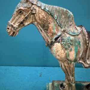 Alternative view of Cavallo in ceramica dipinta vintage Cina anni 50, 33x33x15cm