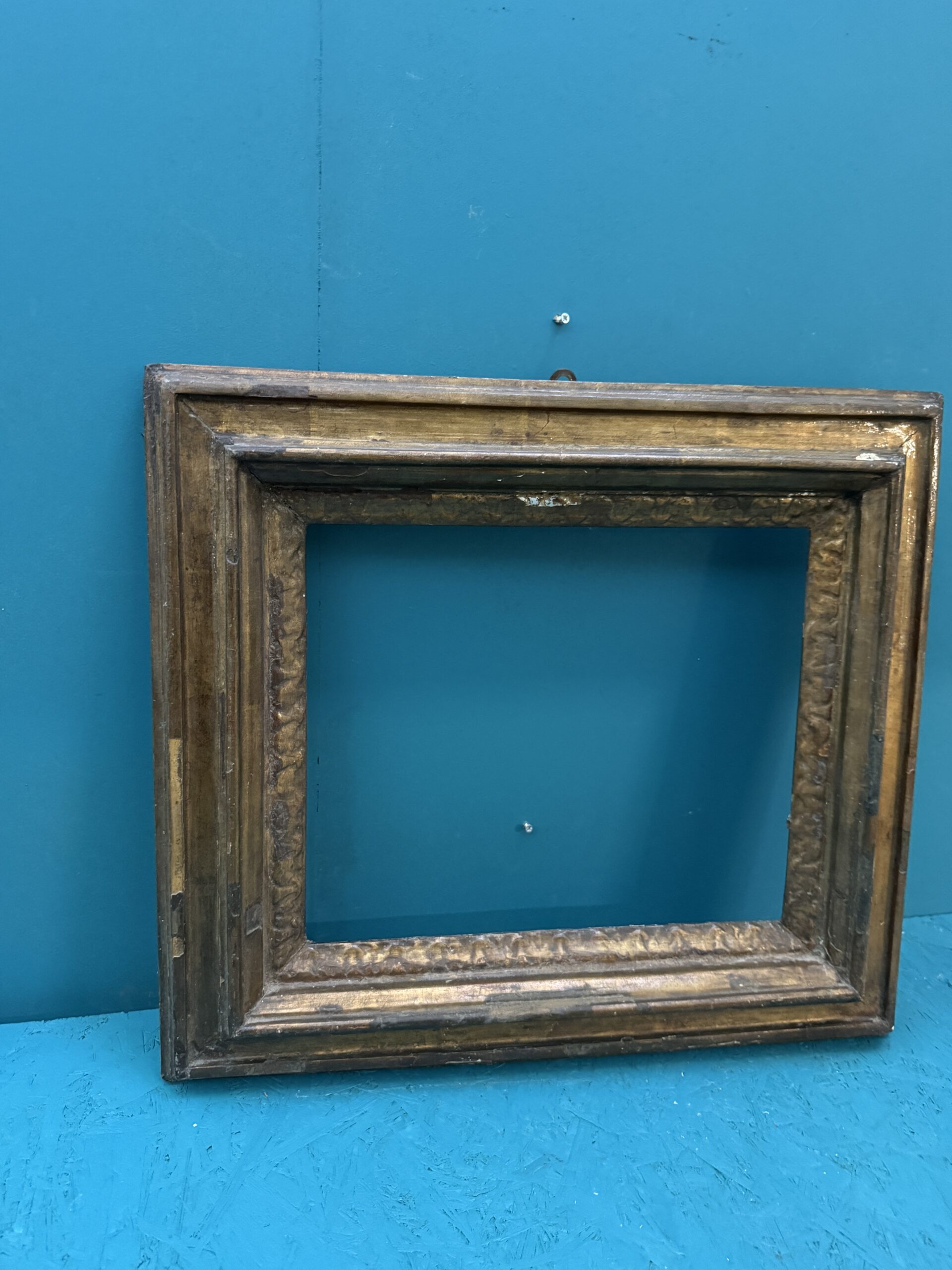 Antica cornice epoca XVIII dorata a mecca, 60x55, utile 40x33cm - immagine 2