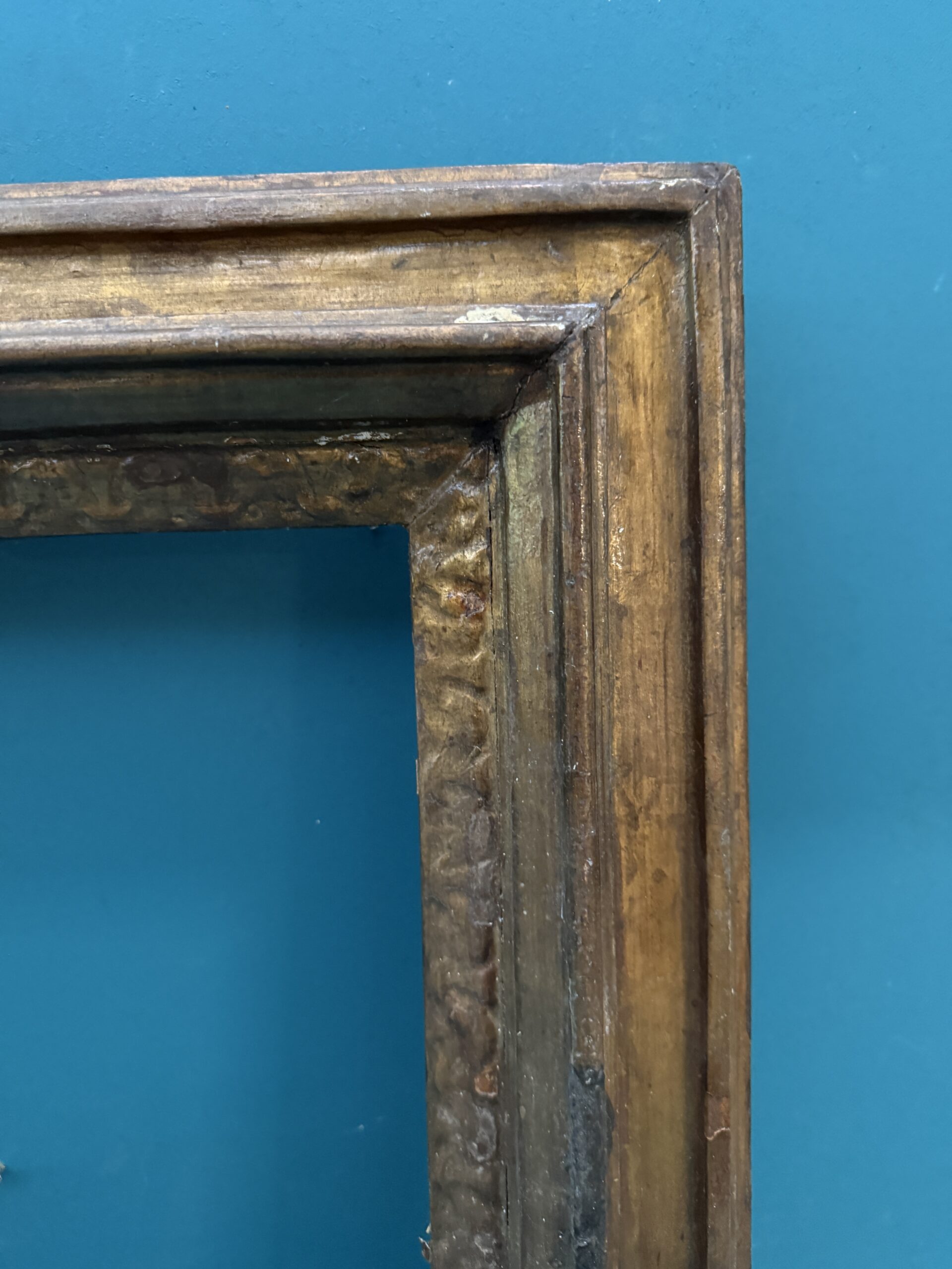 Antica cornice epoca XVIII dorata a mecca, 60x55, utile 40x33cm - immagine 6