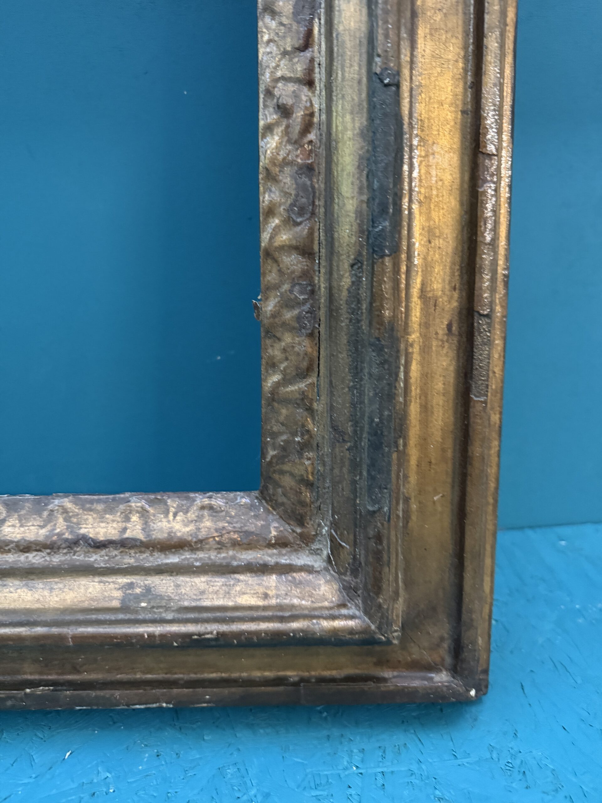 Antica cornice epoca XVIII dorata a mecca, 60x55, utile 40x33cm - immagine 7