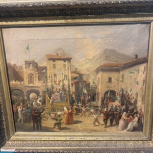 Alternative view of Carlo Ademollo . Antico Olio su tela 1870  Risorgimento “ La vittoria del Si “ Regno D’ Italia Re Vittorio Emanuele II. Mis 42 x36