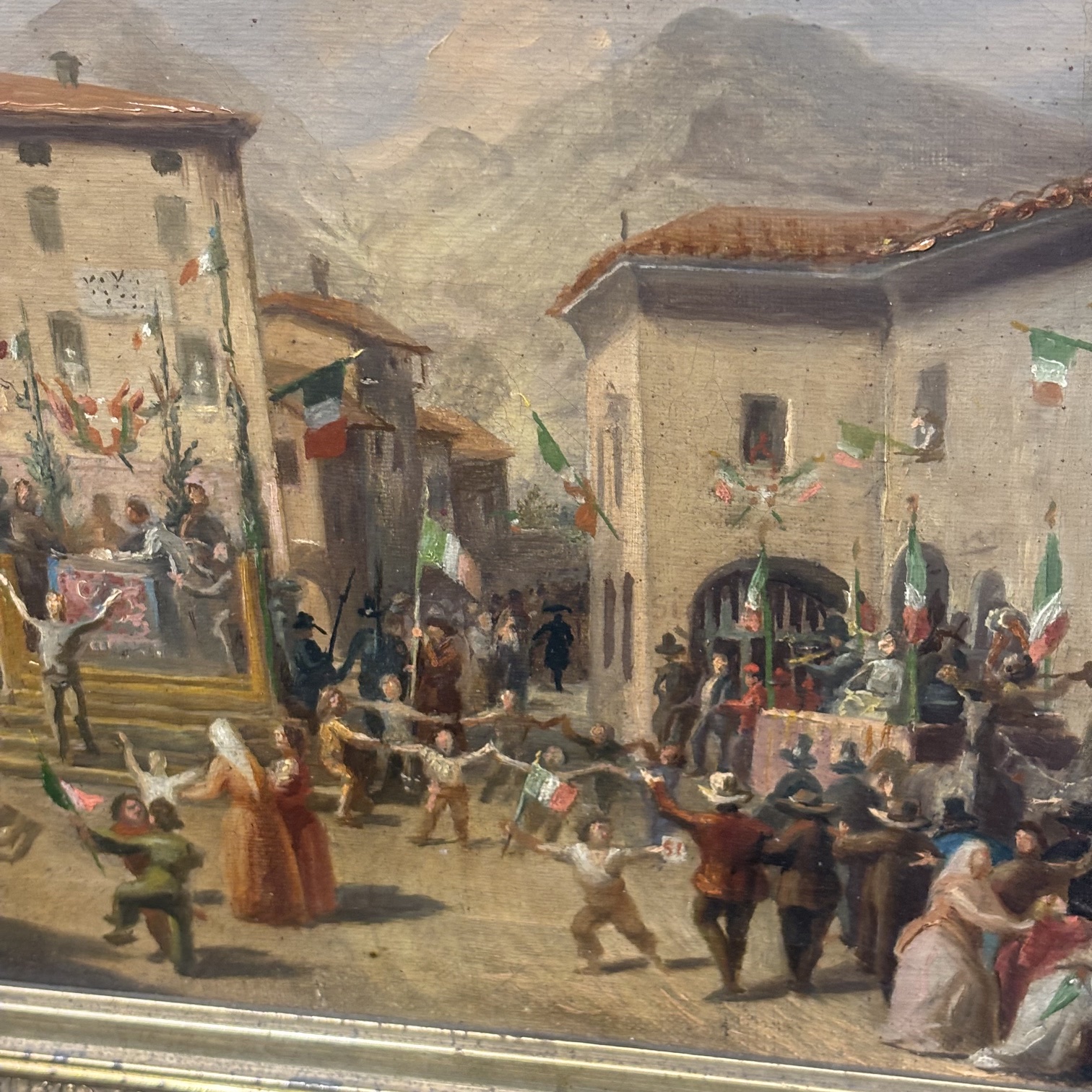 Carlo Ademollo . Antico Olio su tela 1870 Risorgimento ā La vittoria del Si ā Regno Dā Italia Re Vittorio Emanuele II. Mis 42 x36 - immagine 3