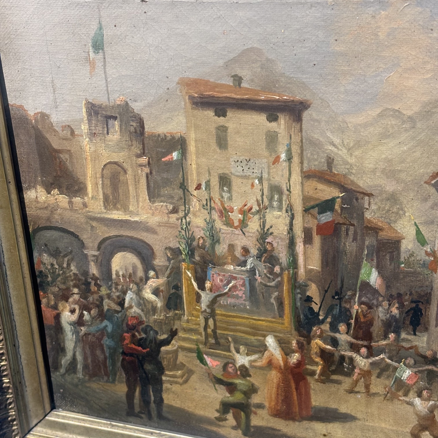 Carlo Ademollo . Antico Olio su tela 1870 Risorgimento ā La vittoria del Si ā Regno Dā Italia Re Vittorio Emanuele II. Mis 42 x36 - immagine 4