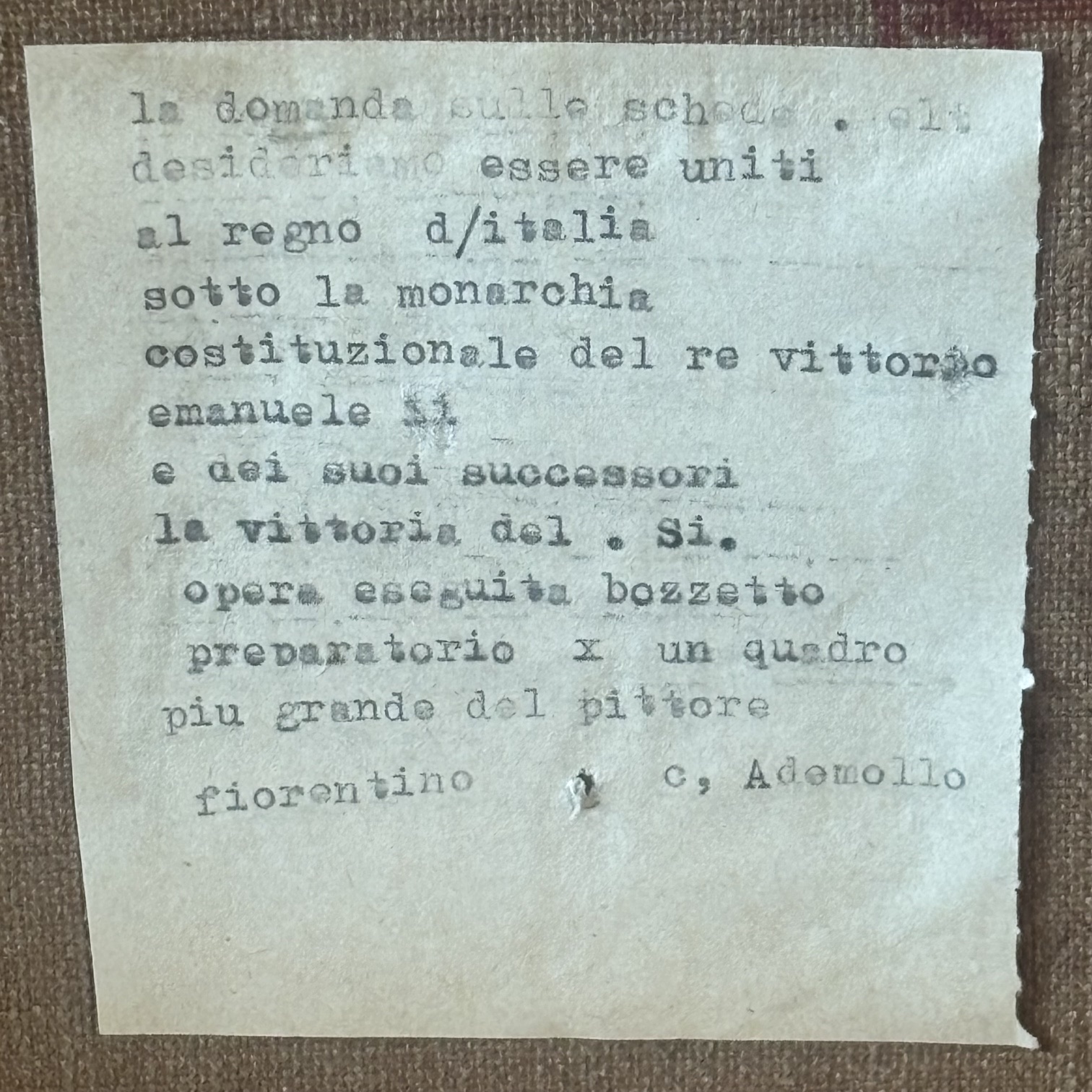 Carlo Ademollo . Antico Olio su tela 1870 Risorgimento ā La vittoria del Si ā Regno Dā Italia Re Vittorio Emanuele II. Mis 42 x36 - immagine 12