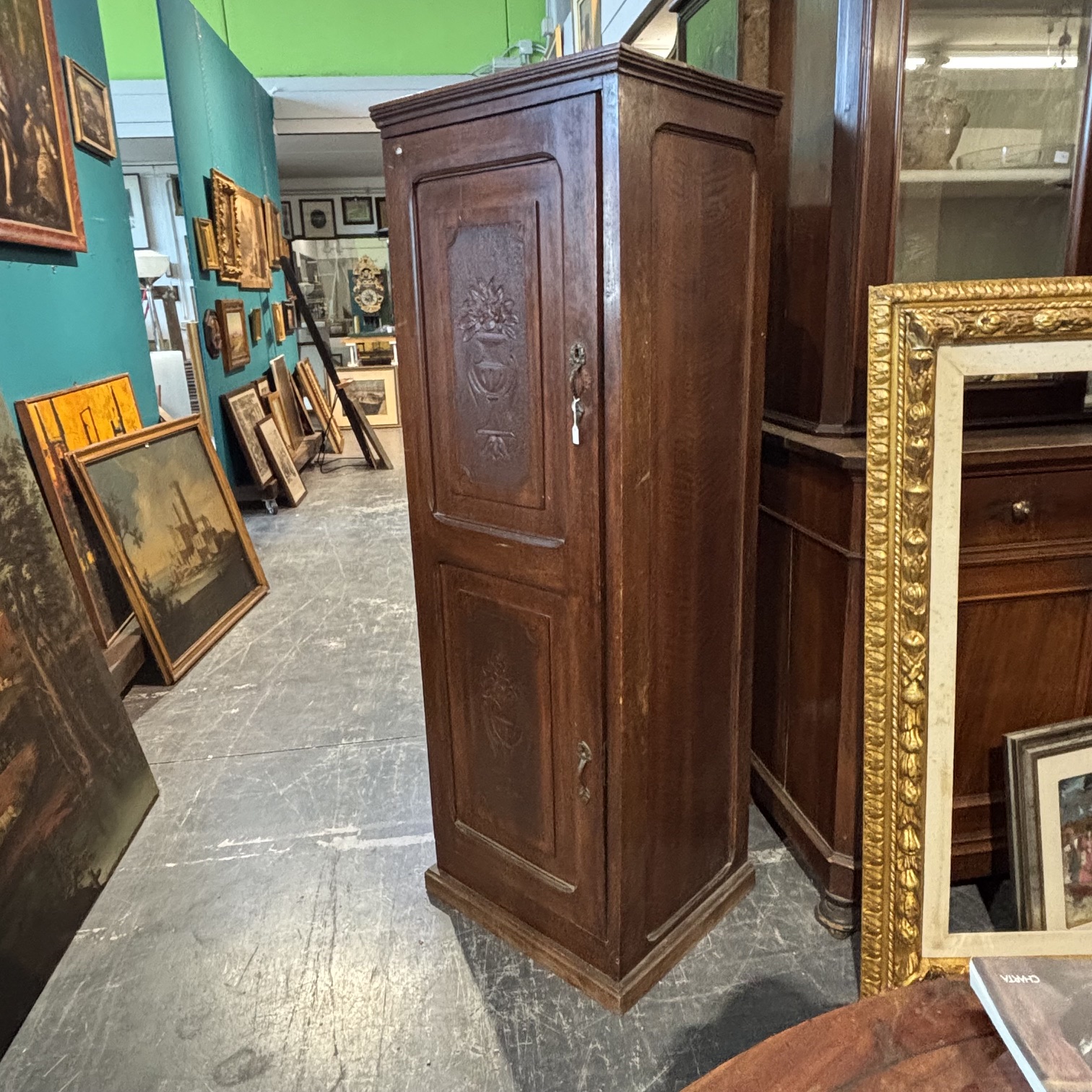 Antica credenza libreria colonna classificatore Liberty in noce. 1920 Mis h160 cm 54 x 48 - immagine 5