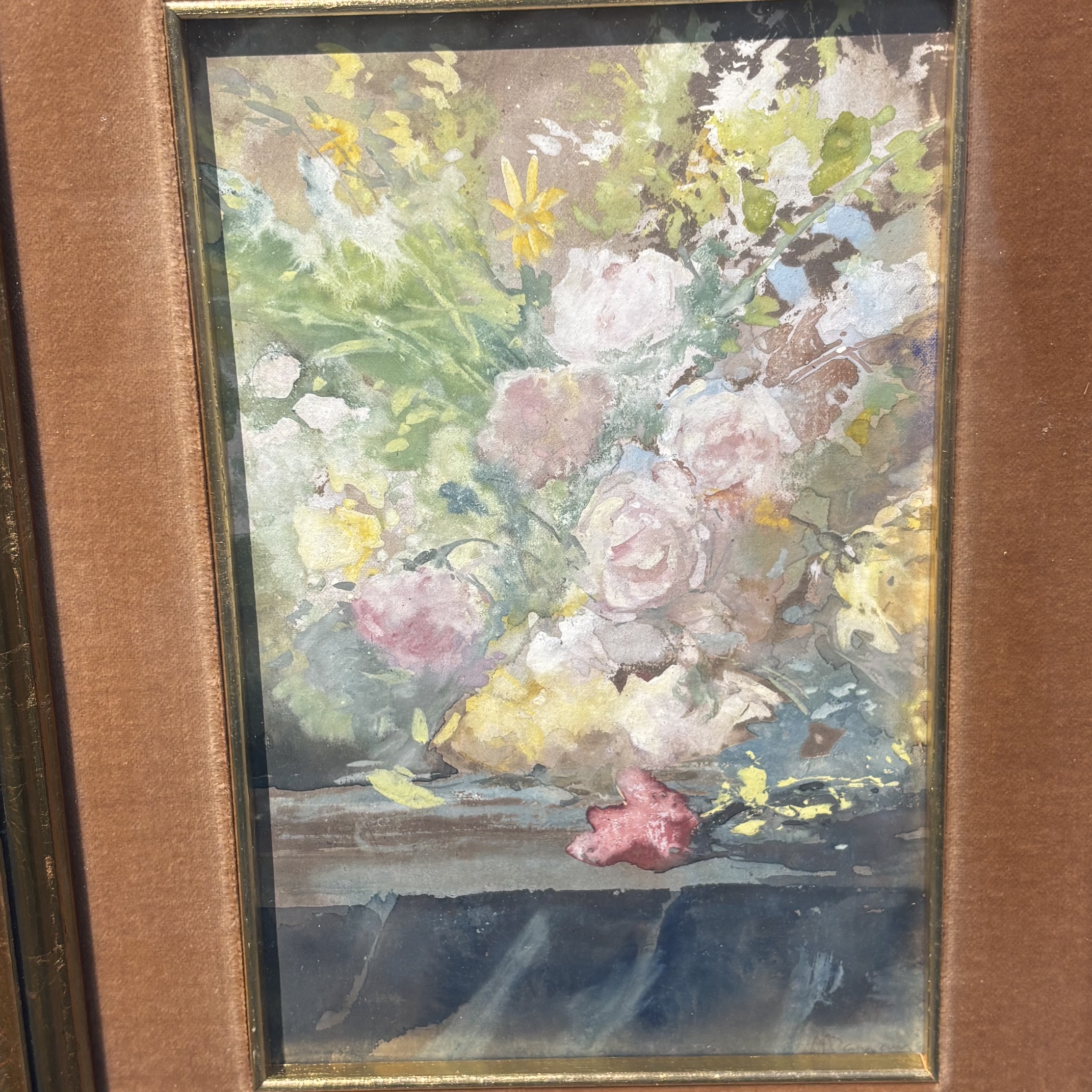 Pompeo Mariani (1857-1927) “Natura morta con Rose “ Antico Acquarello su carta cm 22,50 x 14,50 - immagine 4