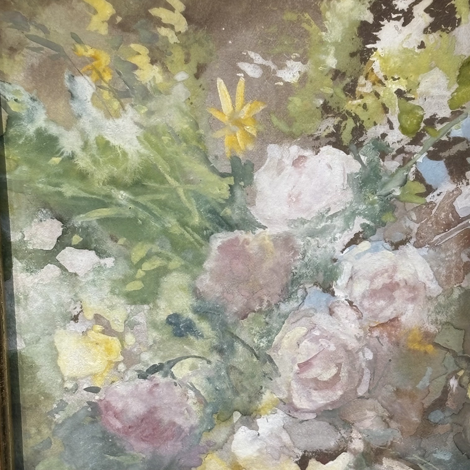 Pompeo Mariani (1857-1927) “Natura morta con Rose “ Antico Acquarello su carta cm 22,50 x 14,50 - immagine 9