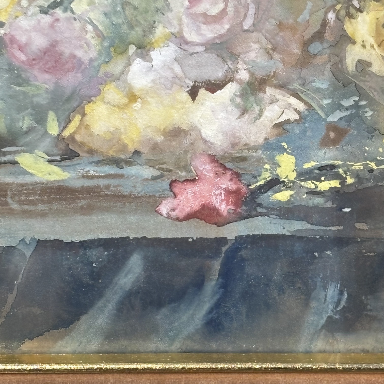 Pompeo Mariani (1857-1927) “Natura morta con Rose “ Antico Acquarello su carta cm 22,50 x 14,50 - immagine 10