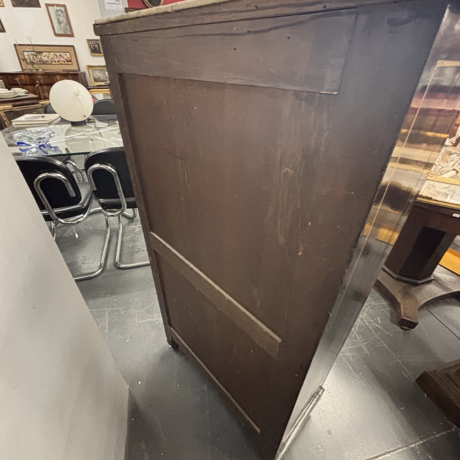 Antico secretaire Napoleone III sec XIX ebano, bronzi e intarsi in ottone e madreperla. Mis H cm 135 L 73 prof cm 35 - immagine 19
