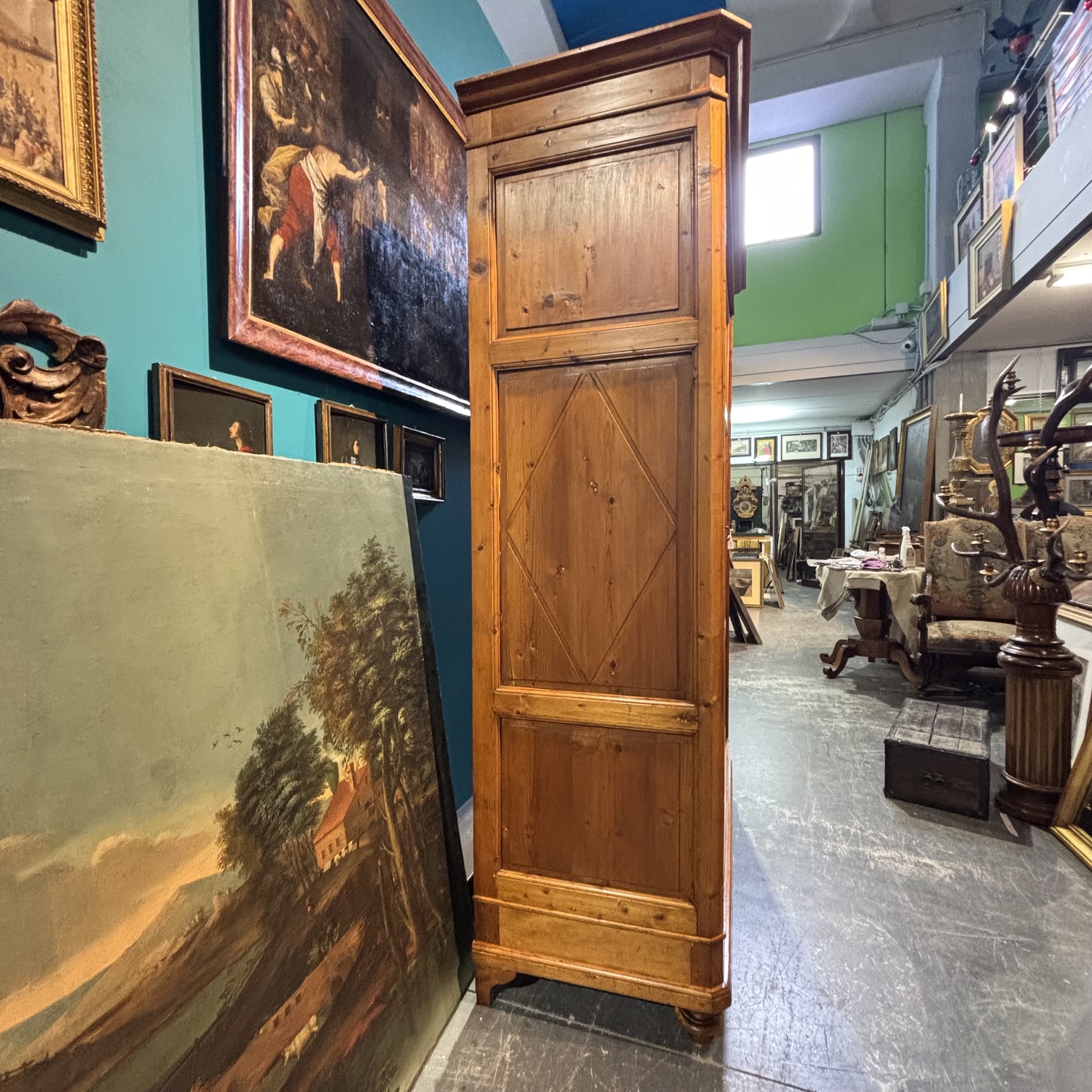Antico armadio Guardaroba toscano Senese 1850 a rombi. Restaurato mis H214 Prof cm 62 Larghezza cm 145 - immagine 13