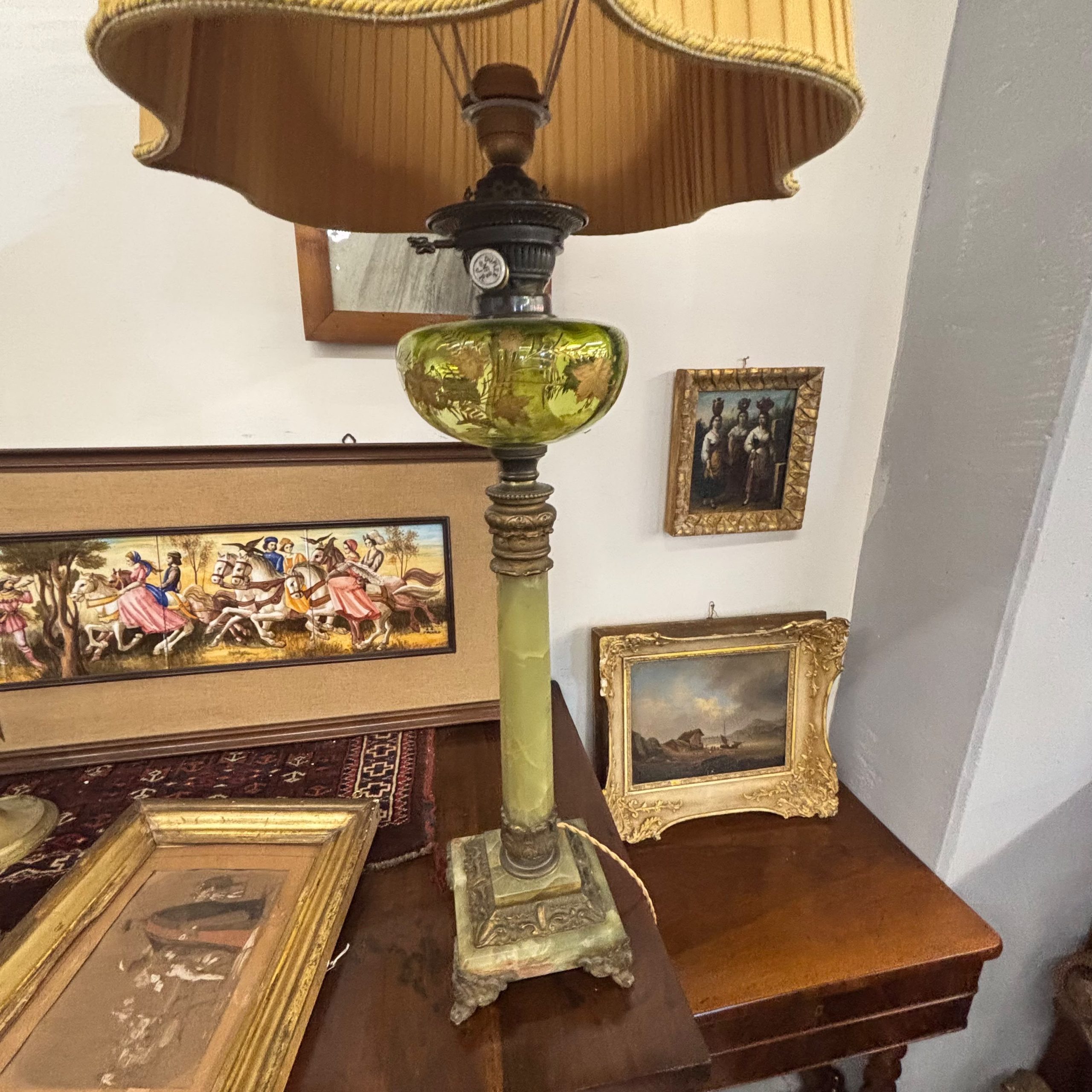 Bellissima lampada antica a petrolio vittoriana, XIX sec, 96x31cm - immagine 11