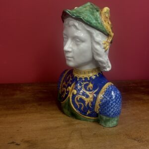 Antico Busto Angelo Minghetti Maiolica bologna XIX sec. H 27