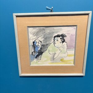 Mino Maccari . Acquerello su Carta Mis 21 x 18,50 . “ Lo scherzo “Uomo con Donna