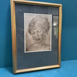 Antico disegno volto di fanciullo 1827, firmato E.C. 23x17cm