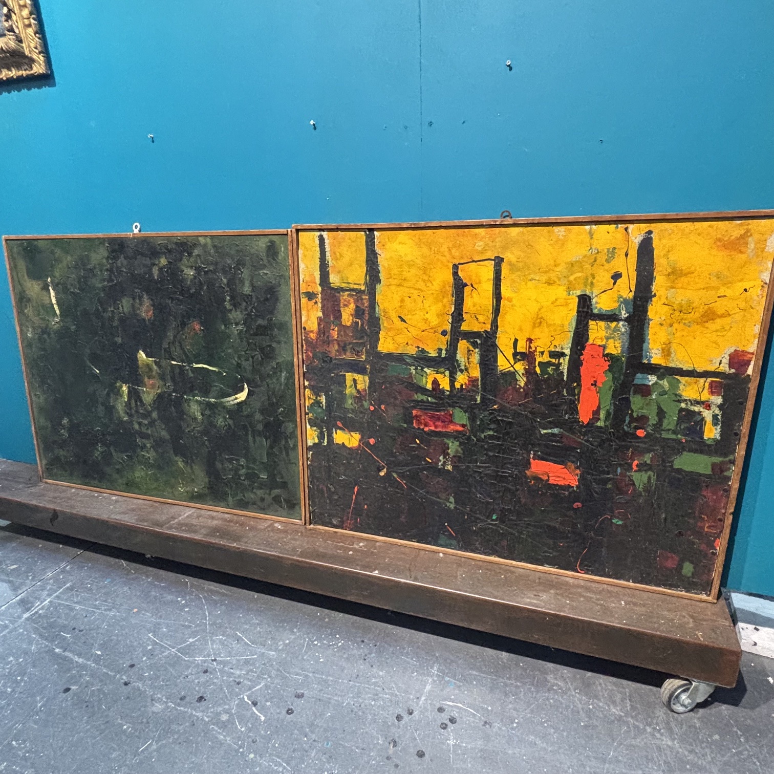 Coppia di dipinti olio su tela opera di  Gaetano Alibrandi 1961. Arte moderna e contemporanea   Mis 104 x 82