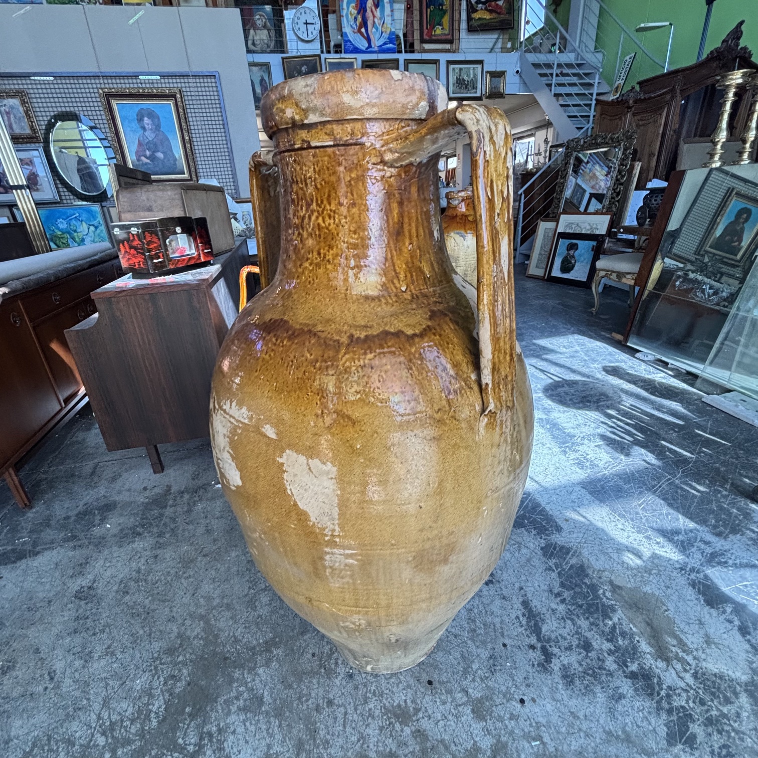 Antico grande vaso da giardino orcio Capasone Pugliese XIX sec . H cm 130