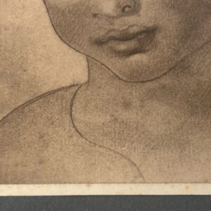 Alternative view of Antico disegno volto di fanciullo 1827, firmato E.C. 23x17cm