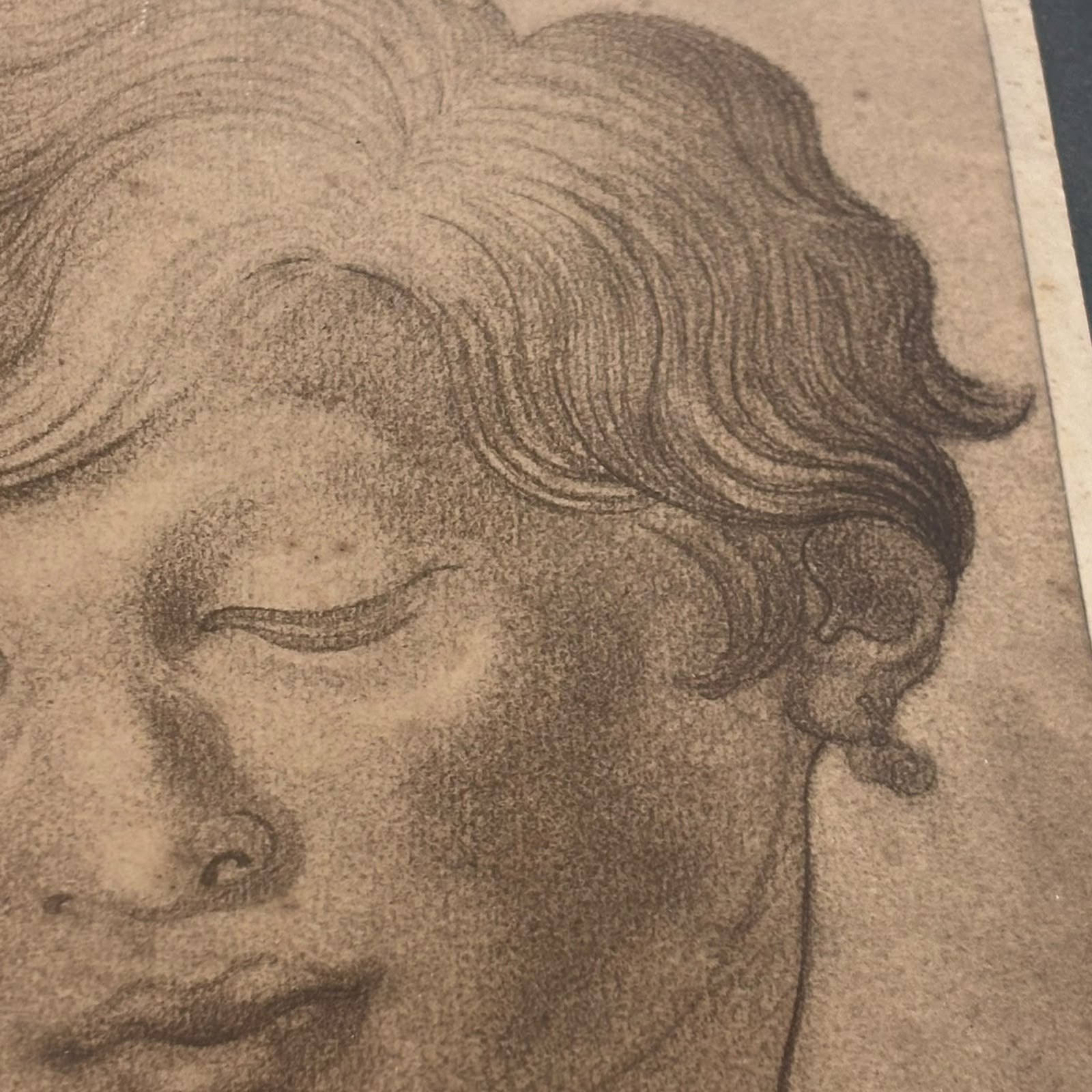 Antico disegno volto di fanciullo 1827, firmato E.C. 23x17cm - immagine 3