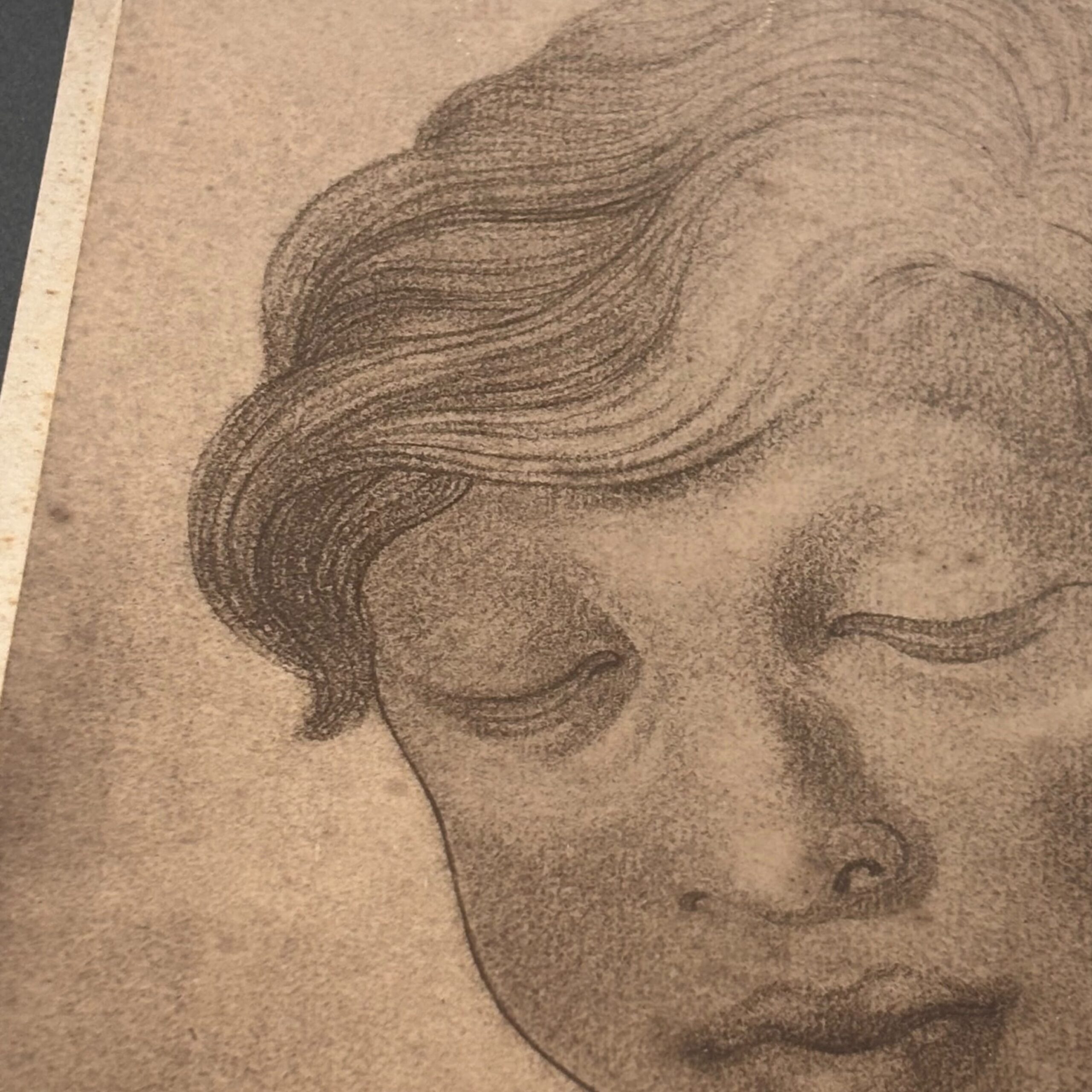 Antico disegno volto di fanciullo 1827, firmato E.C. 23x17cm - immagine 4