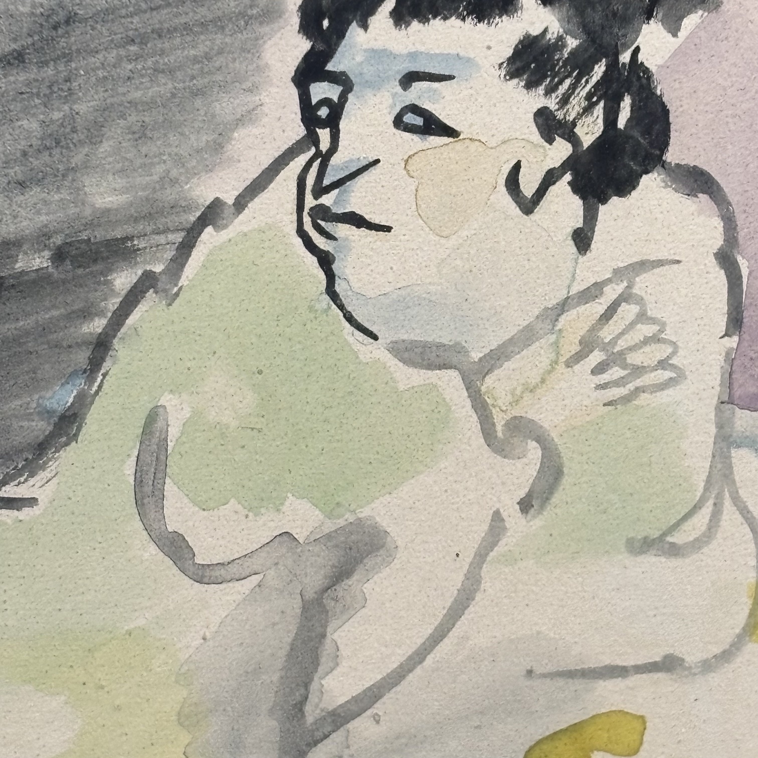 Mino Maccari . Acquerello su Carta Mis 21 x 18,50 . “ Lo scherzo “Uomo con Donna - immagine 4