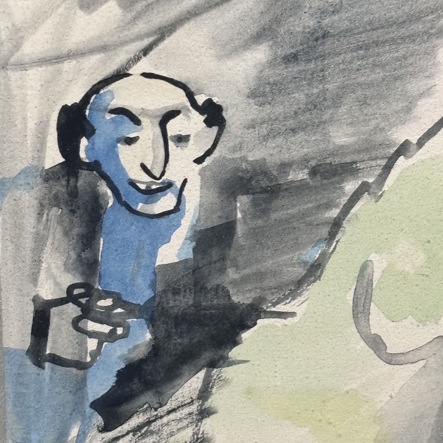 Mino Maccari . Acquerello su Carta Mis 21 x 18,50 . “ Lo scherzo “Uomo con Donna - immagine 5