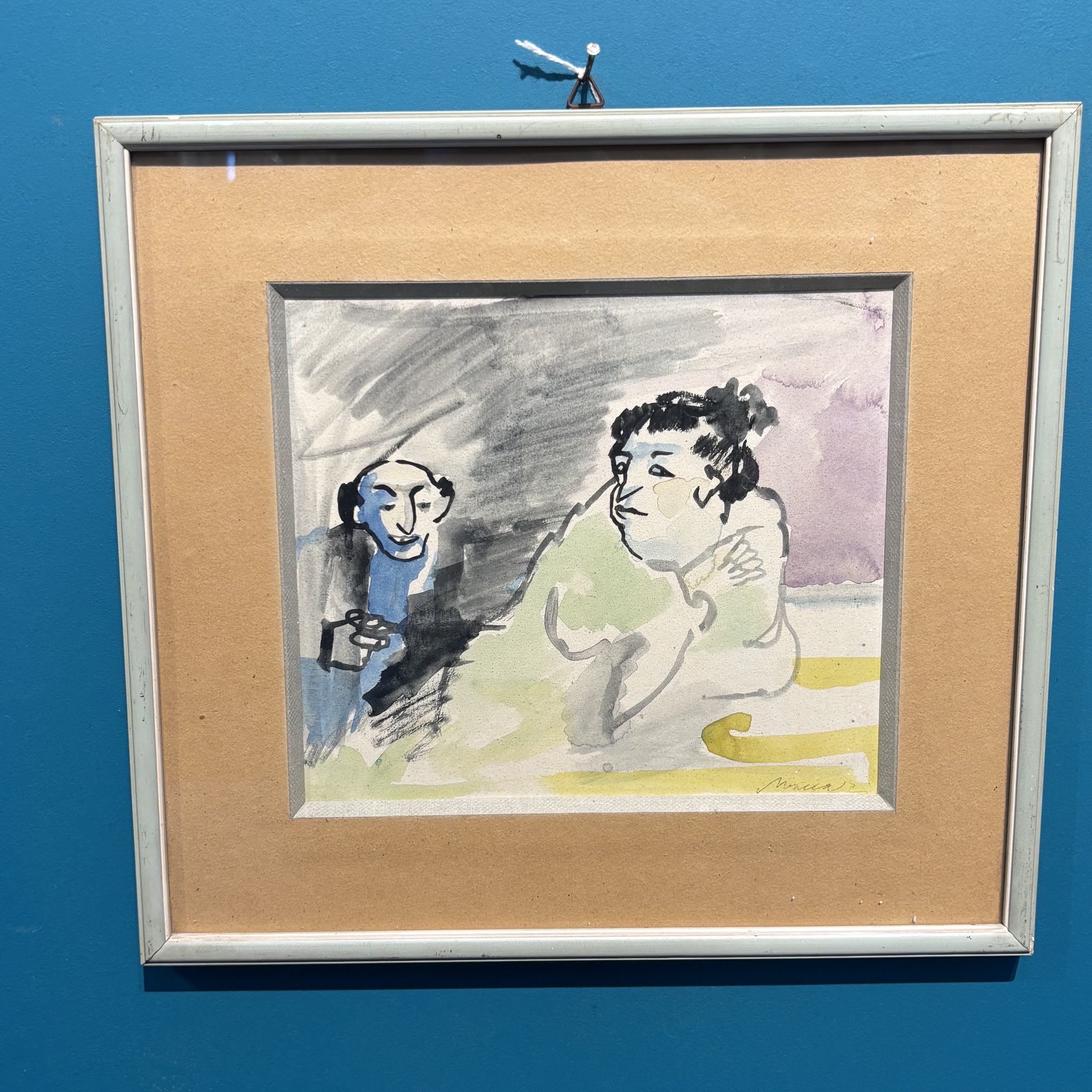 Mino Maccari . Acquerello su Carta Mis 21 x 18,50 . “ Lo scherzo “Uomo con Donna - immagine 7