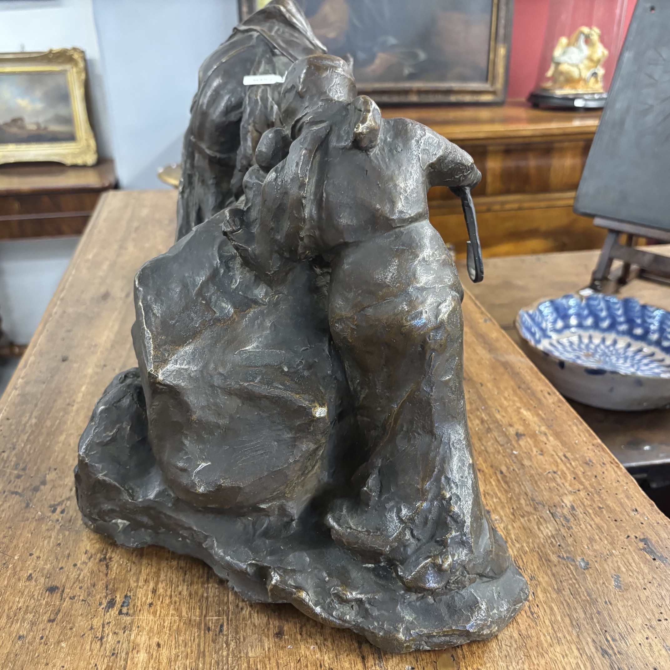 Antica scultura in bronzo “Lavoro e Vita “ Verismo 1910-1920 di Giuseppe Gronchi(1882 -1944) . Mis 65 x 35 h 23 - immagine 3