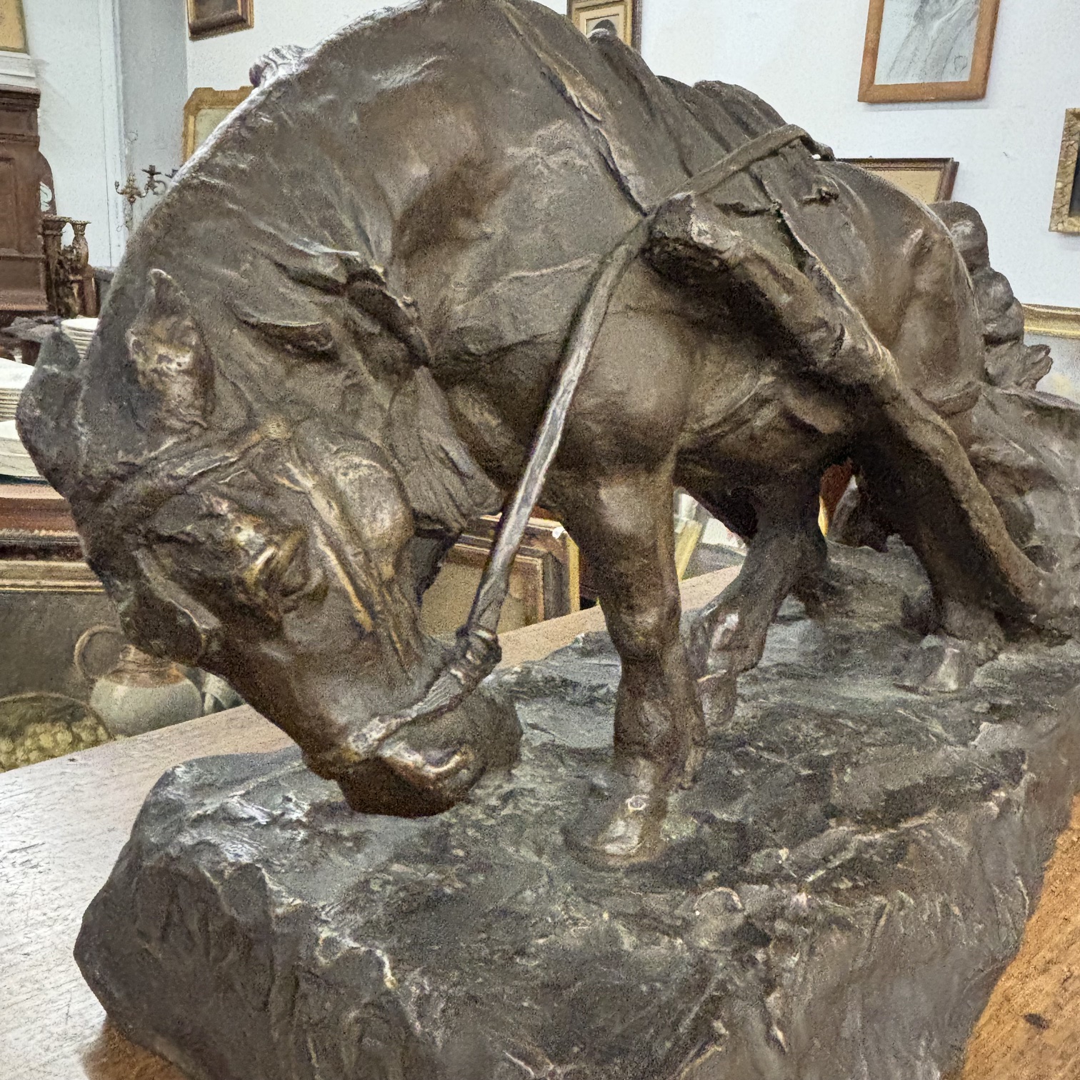 Antica scultura in bronzo “Lavoro e Vita “ Verismo 1910-1920 di Giuseppe Gronchi(1882 -1944) . Mis 65 x 35 h 23 - immagine 12