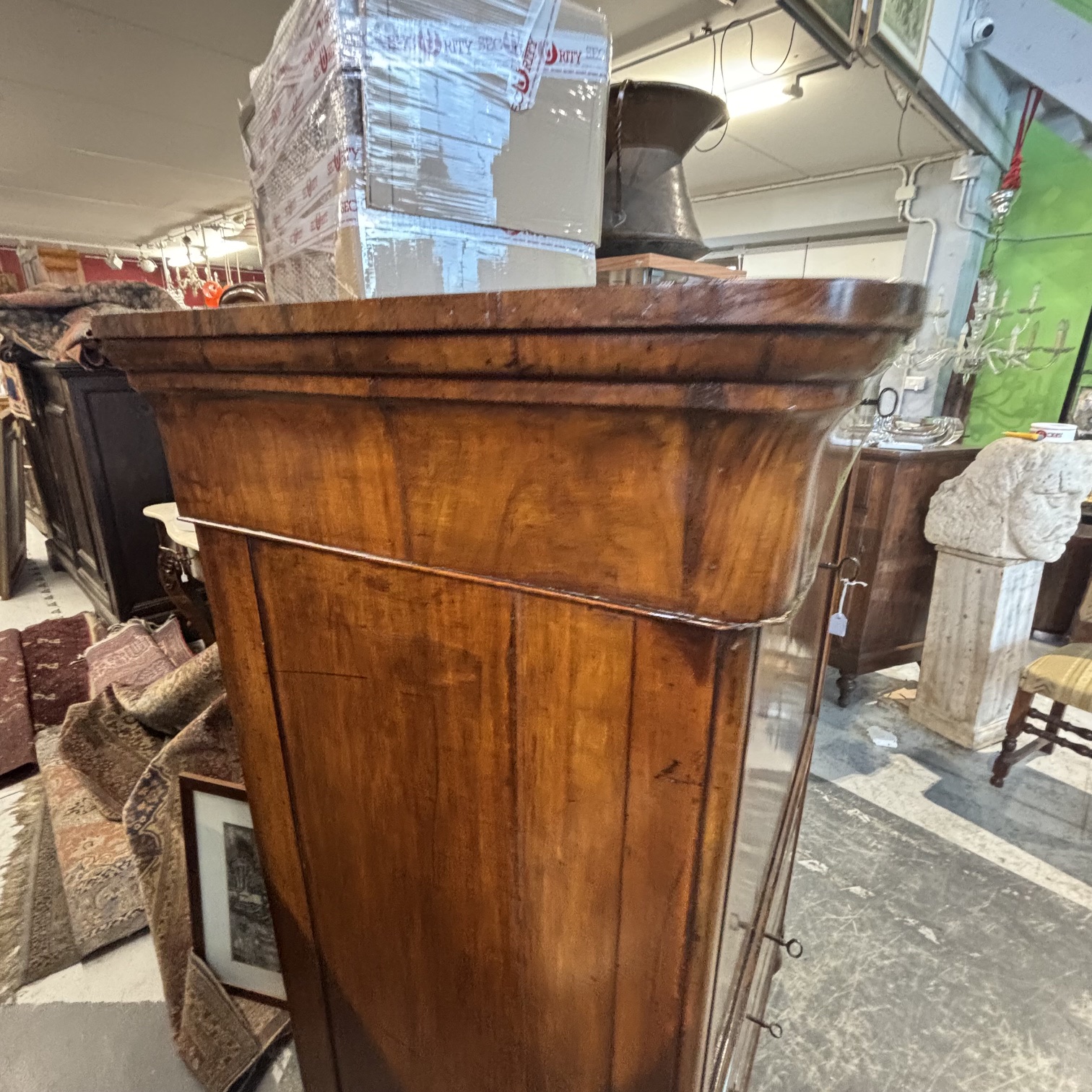 Antico splendido secretaire ribalta 1830 Carlo X Emilia noce e ciliegio. Restaurato. Mis H148 L 104 prof 48 - immagine 5